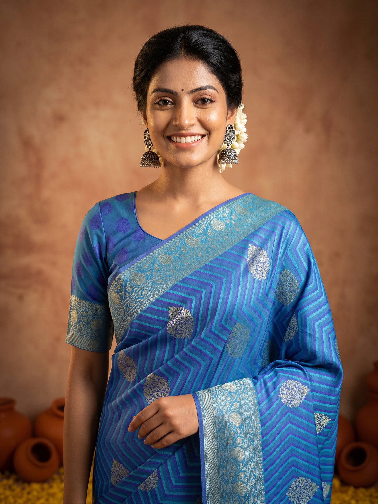 Navy Blue Silk Blend saree – detail view 3