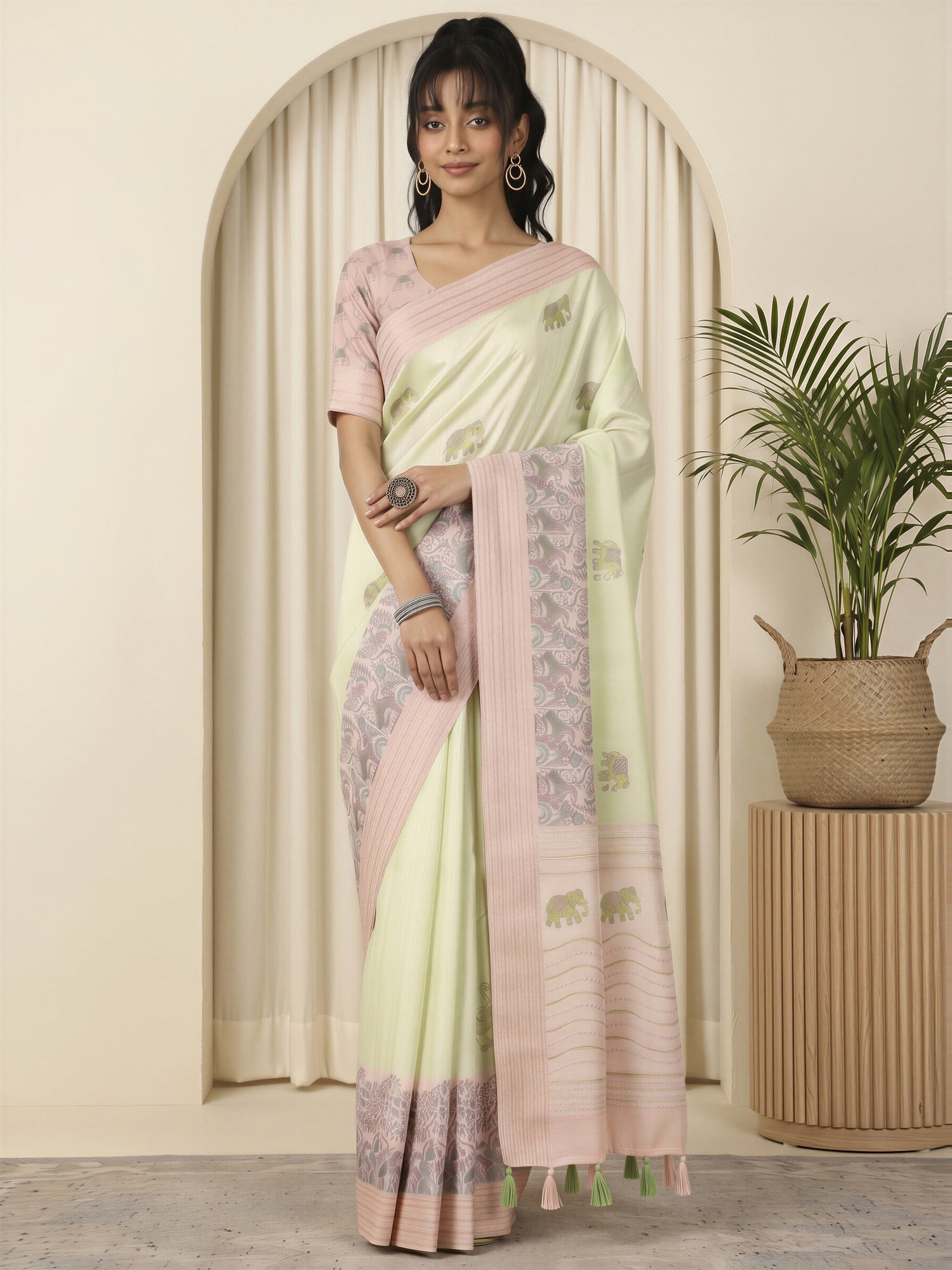 Light Green Silk Blend saree – detail view 3