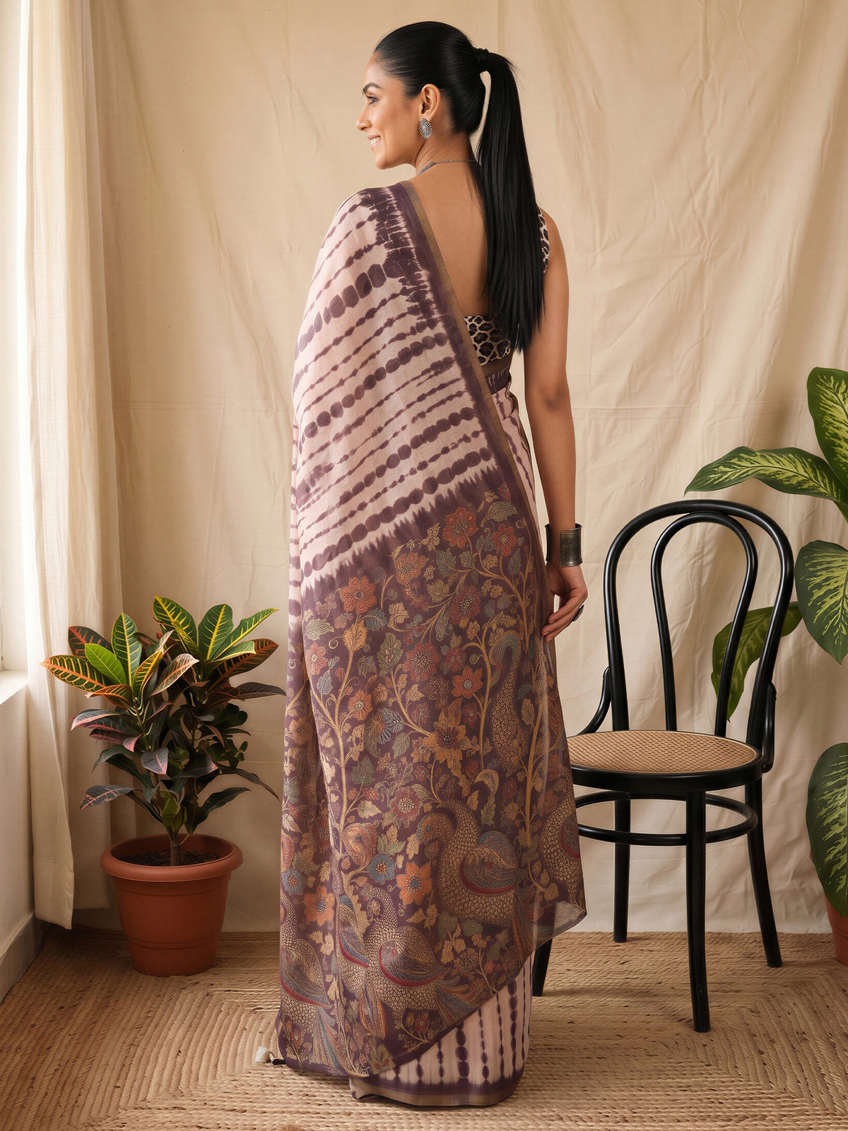 Peach Cotton Blend saree – detail view 1