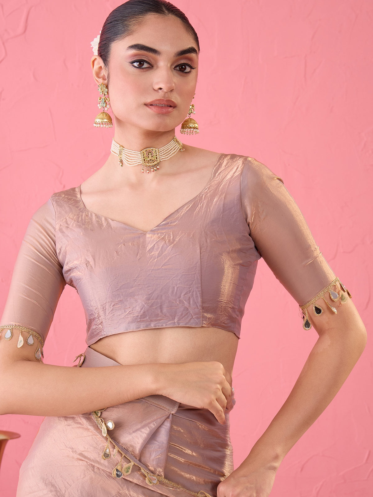 Metallic Satin saree – detail view 6