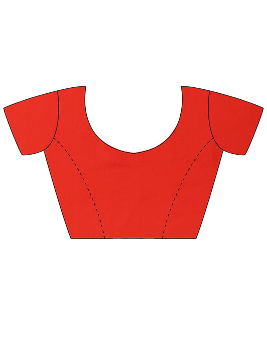 Red Georgette saree – detail view 1
