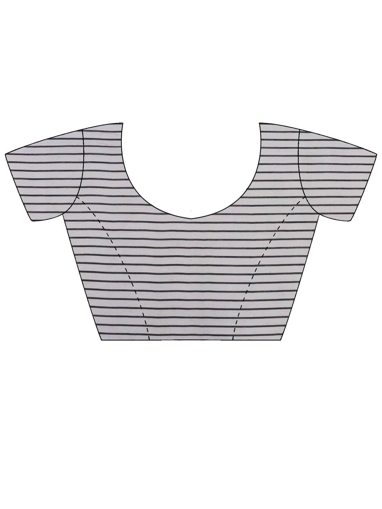Unstitched white cotton linen blouse piece with striped design
