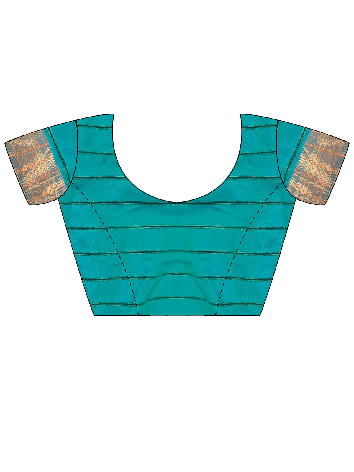 Unstitched light blue soft silk blouse piece with striped design