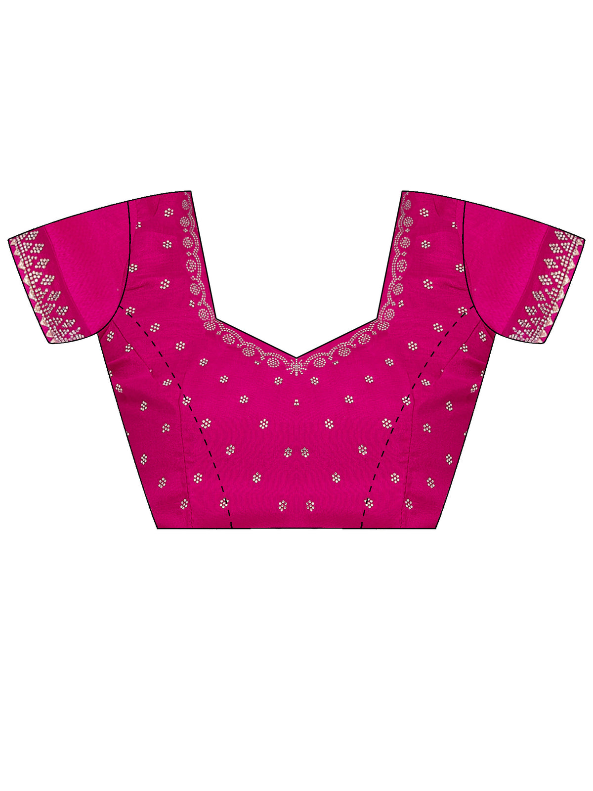 Unstitched pink vichitra silk blouse piece with embellished design