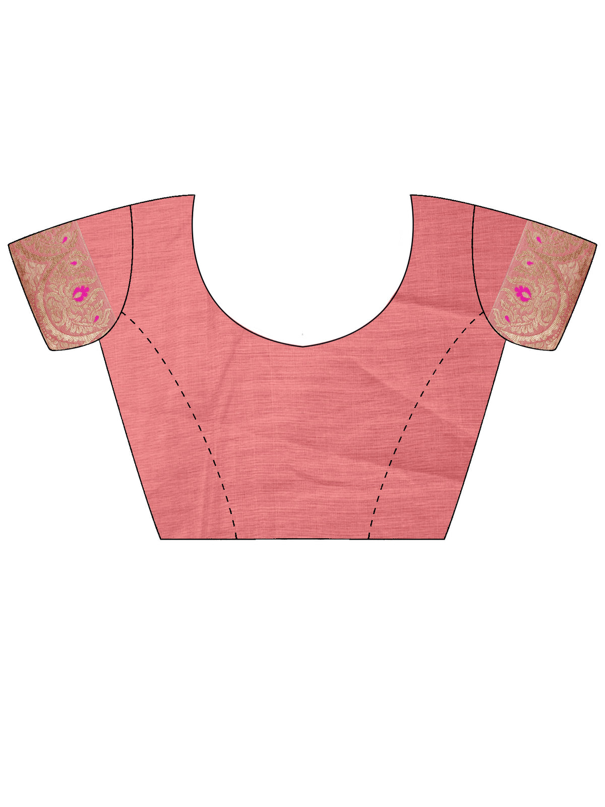 Unstitched pink silk blend blouse piece with woven design design