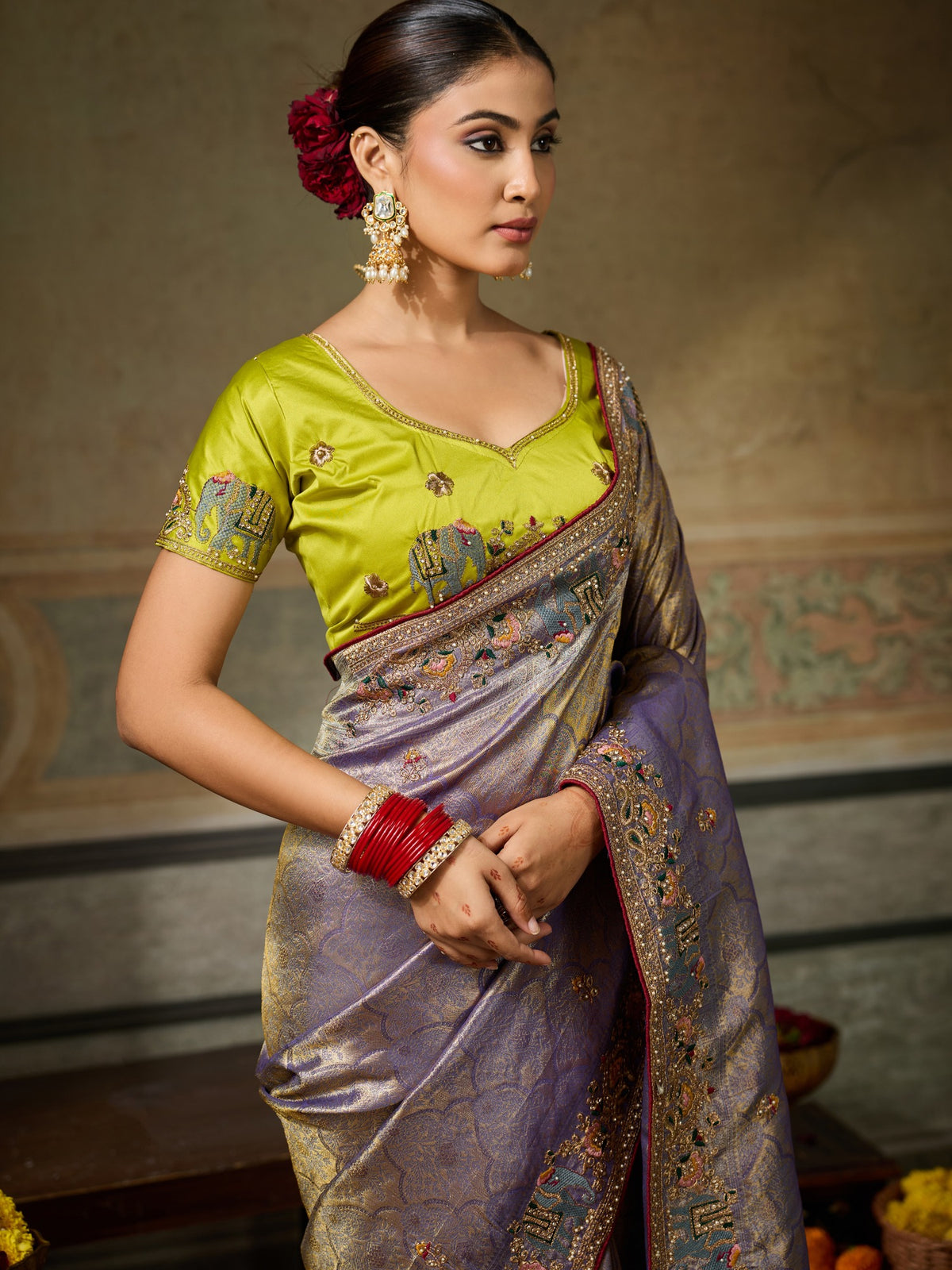 Lavender Silk Blend saree – detail view 2