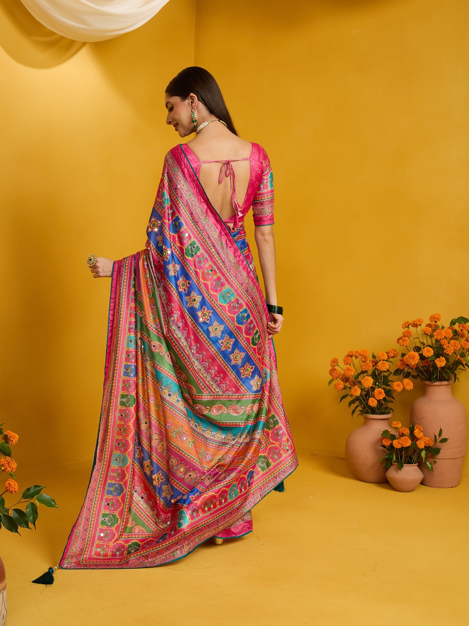 Pink Silk Blend saree – detail view 6