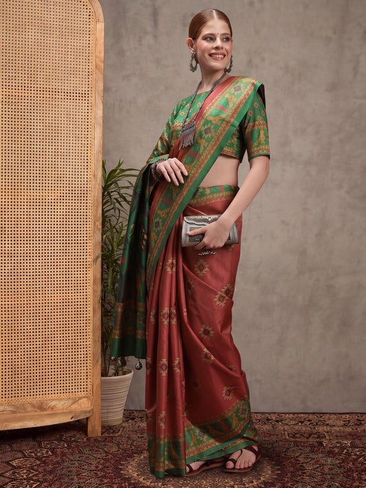Rust Silk Blend saree – detail view 1