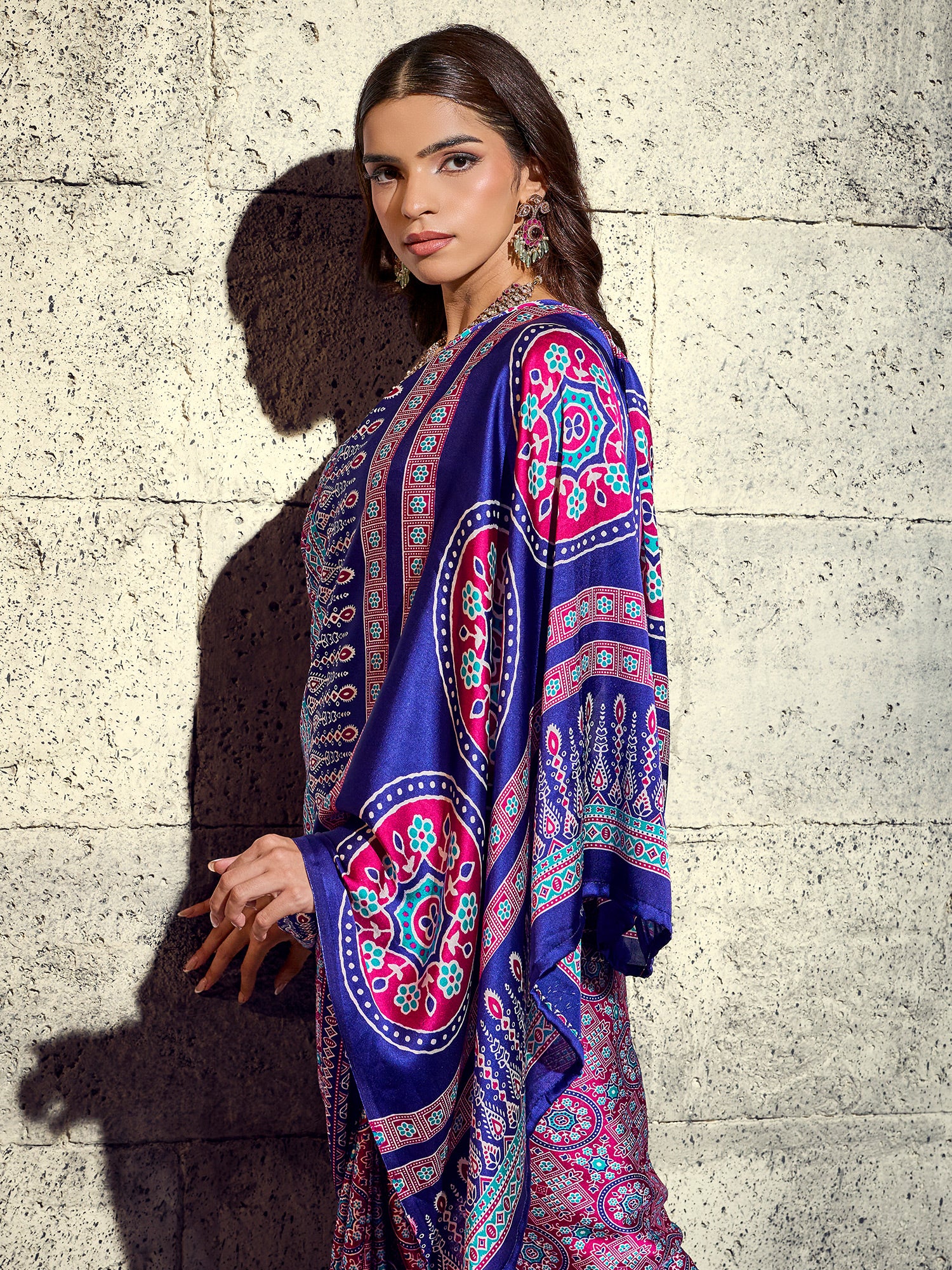 Blue Satin saree – detail view 3