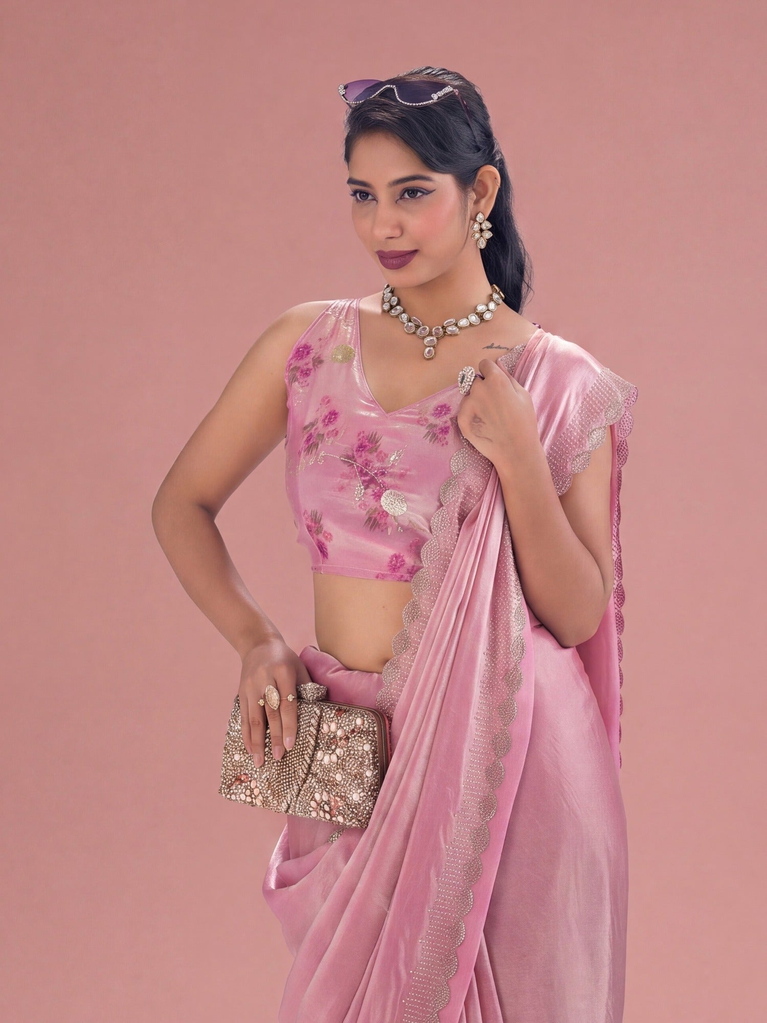 Pink Silk saree – detail view 2