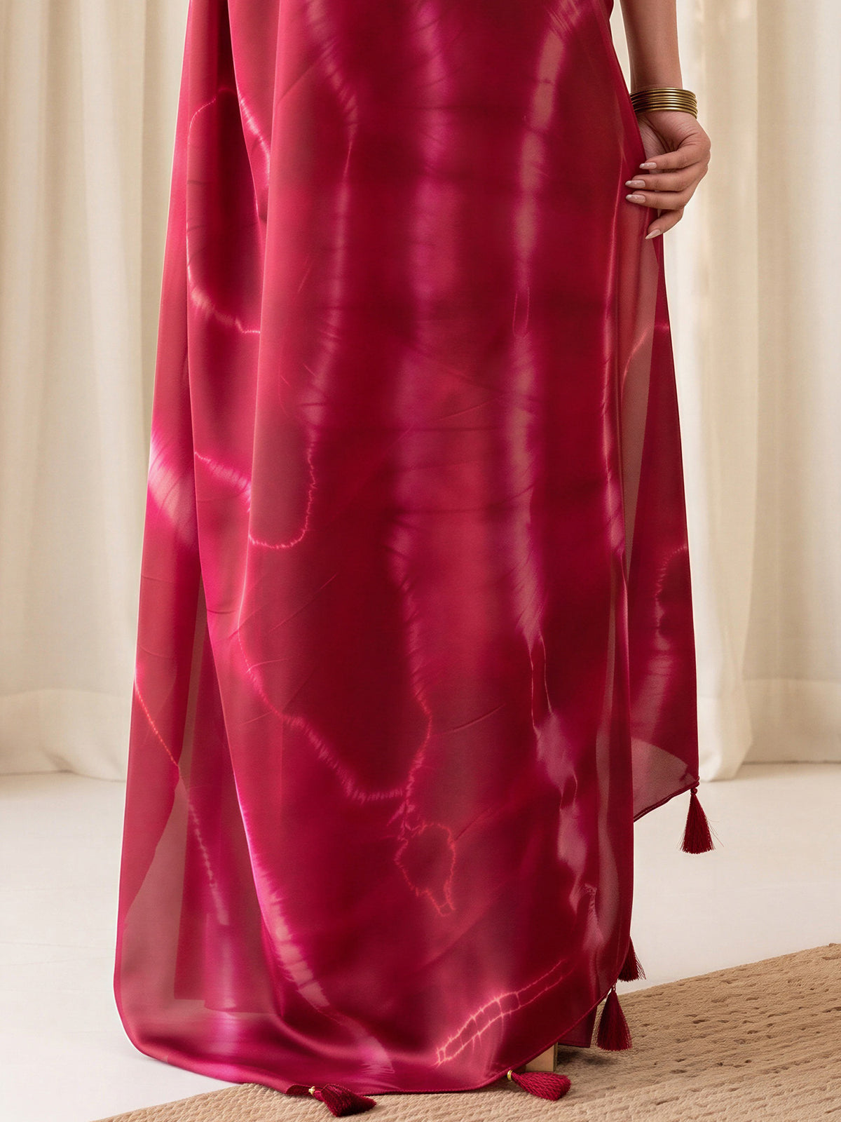 Maroon Satin Silk saree – detail view 5