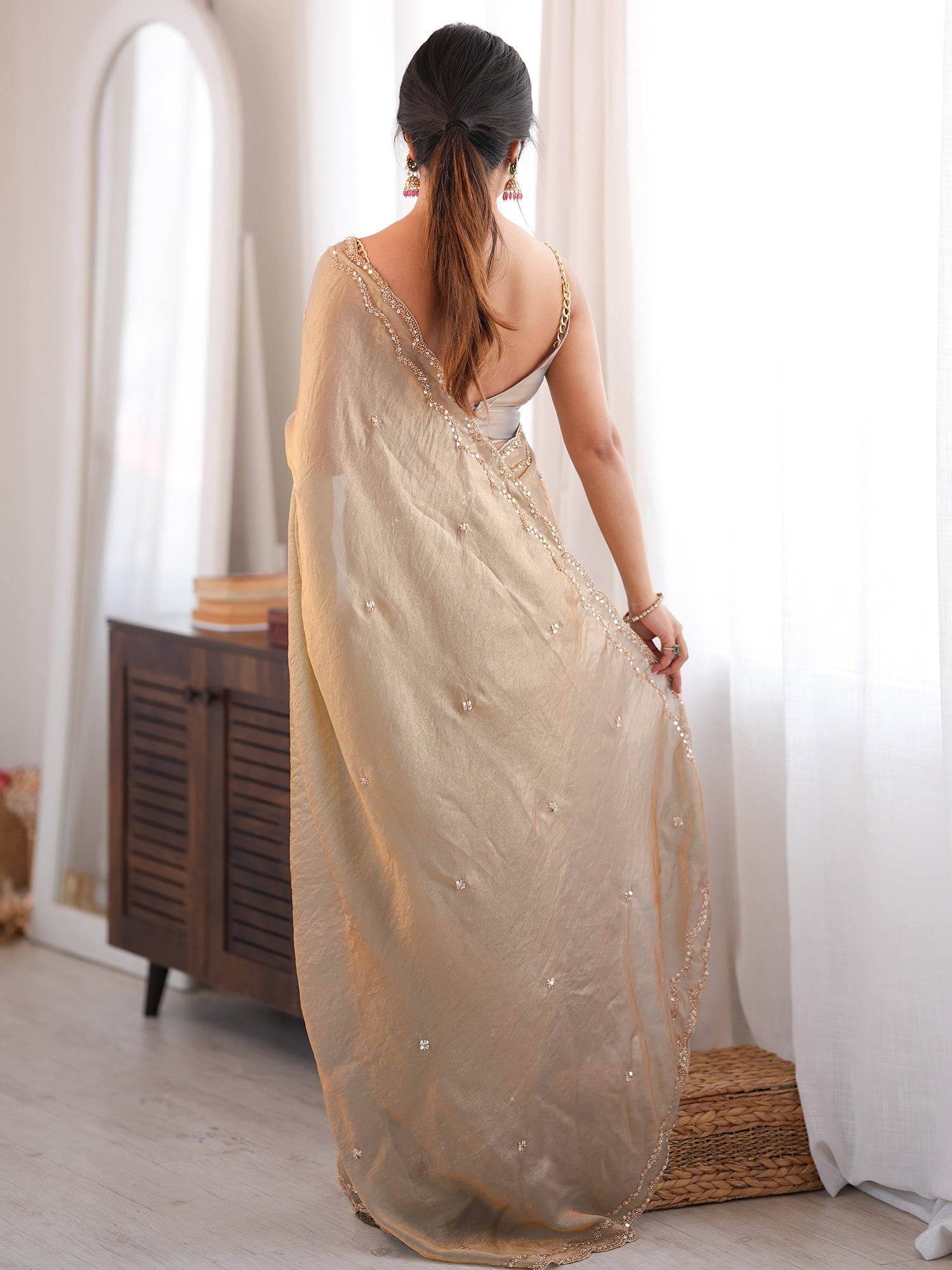 Metallic Satin Silk saree – detail view 1