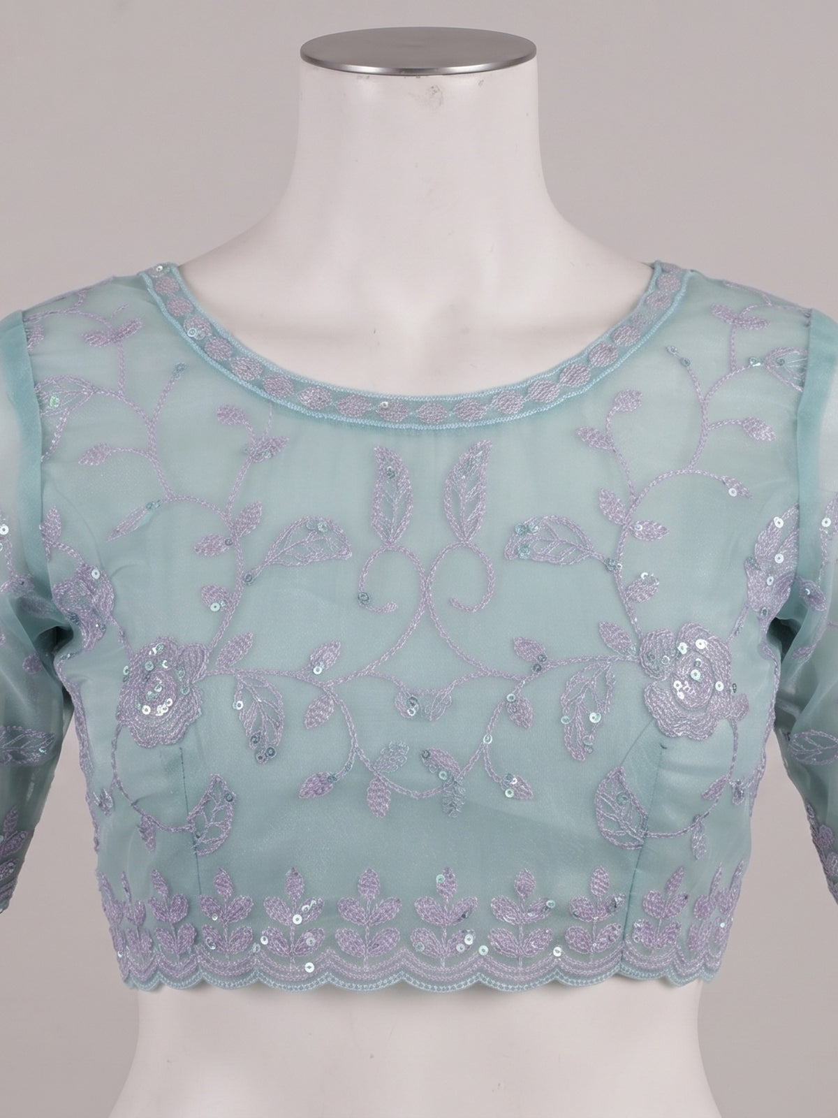 Light Blue Georgette saree – detail view 1