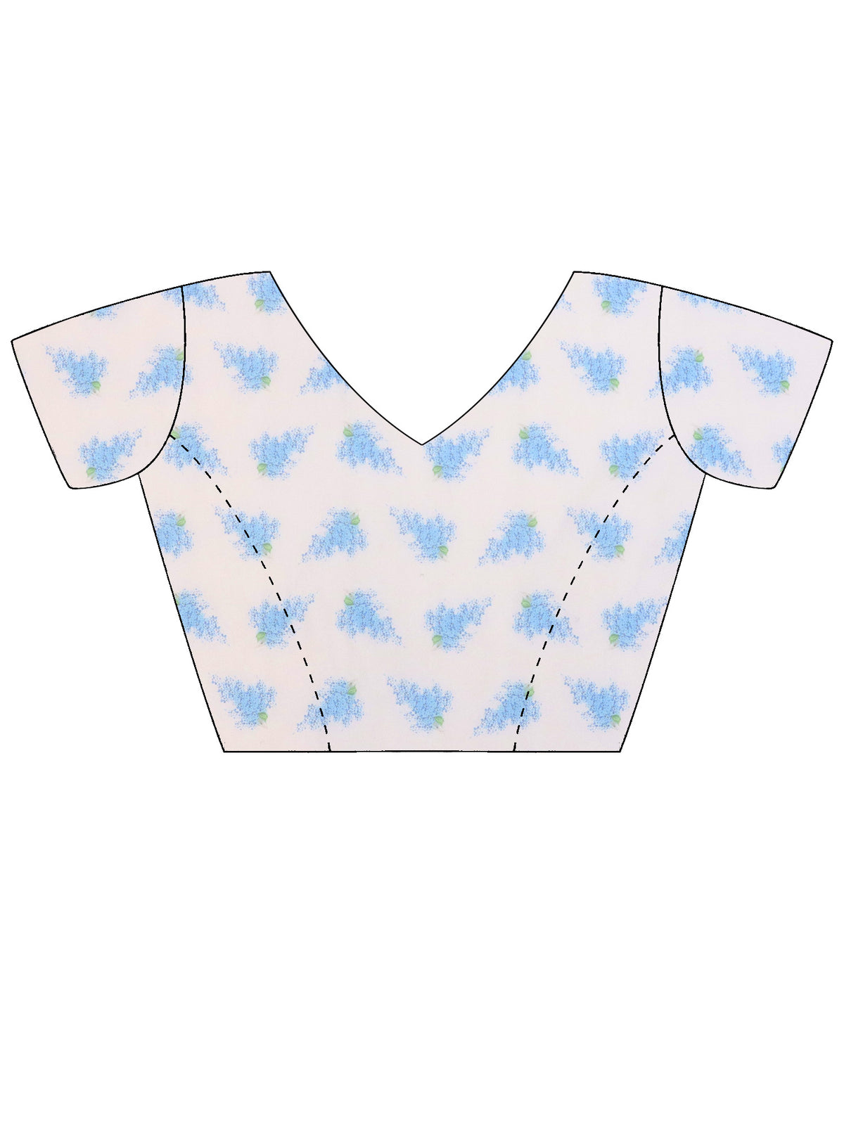 Unstitched white organza blouse piece with abstract design