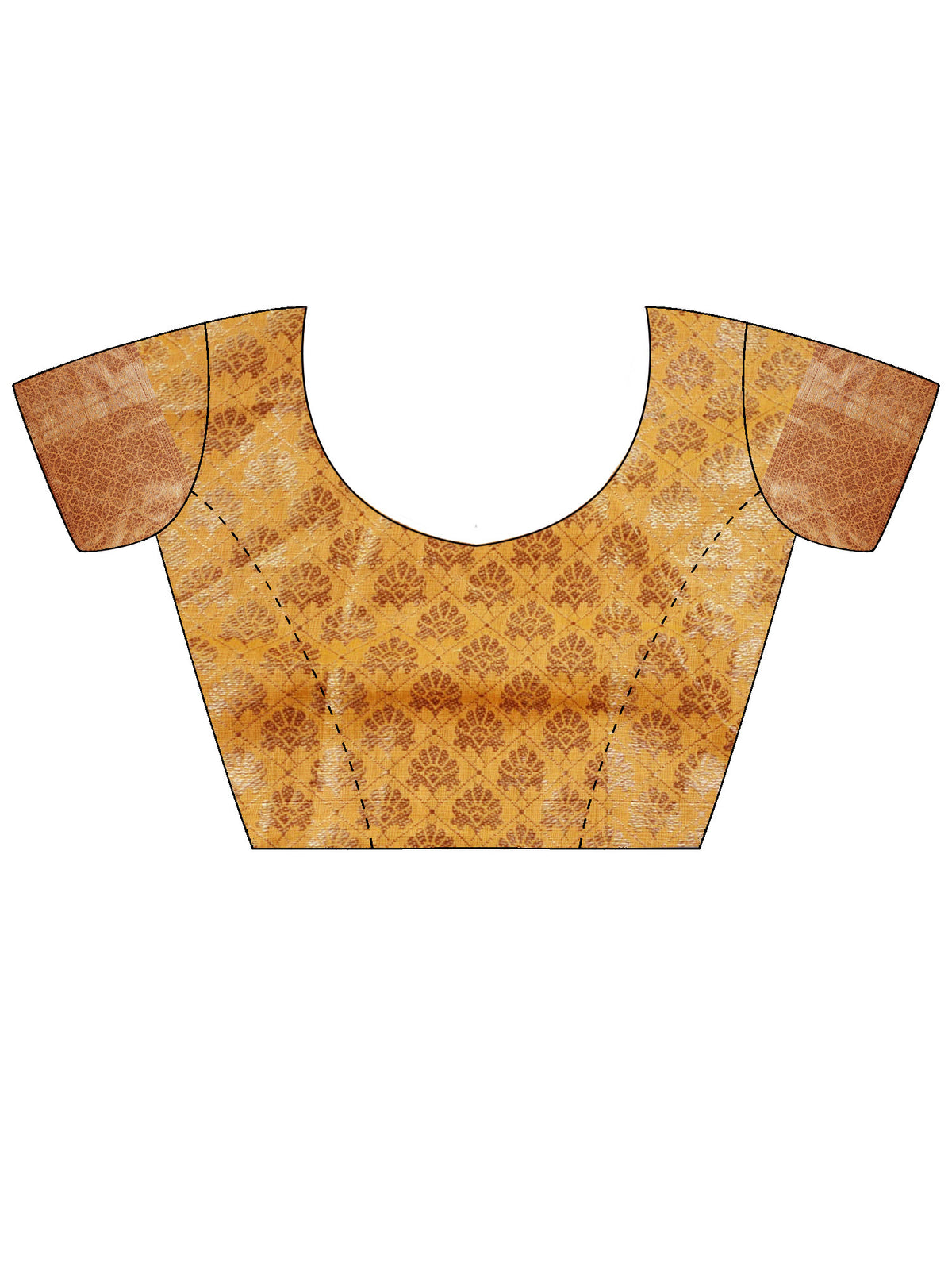 Unstitched mustard silk blend blouse piece with woven design design