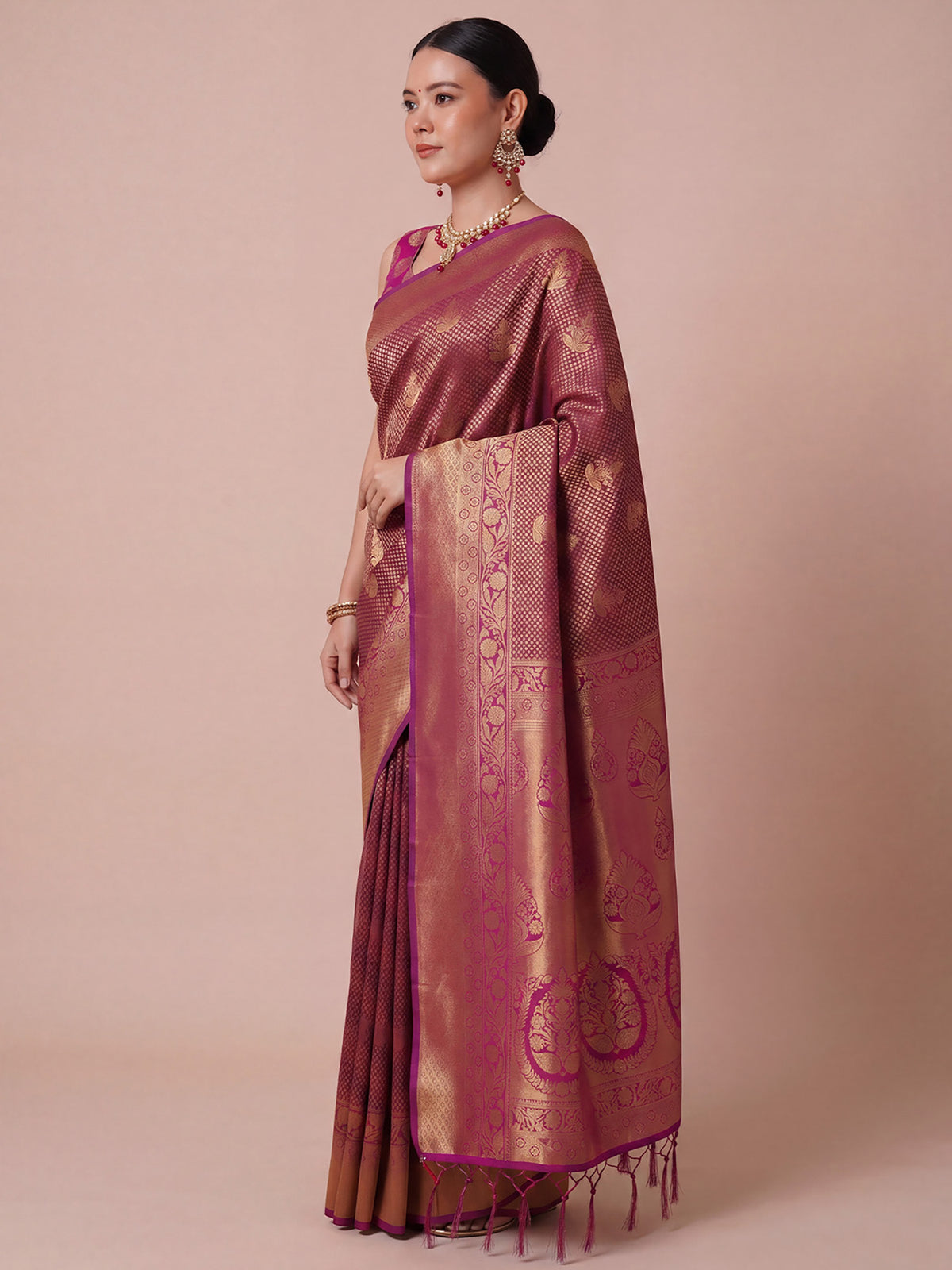 Wine Silk Blend saree – detail view 3