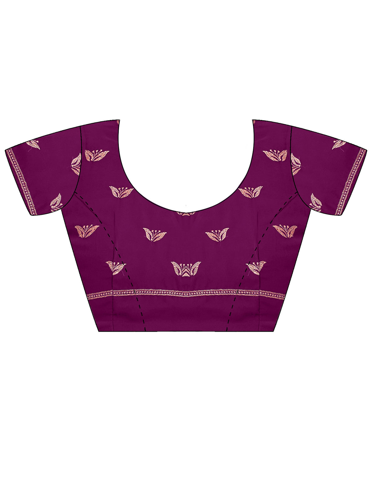 Unstitched purple pure georgette blouse piece with zari butta design