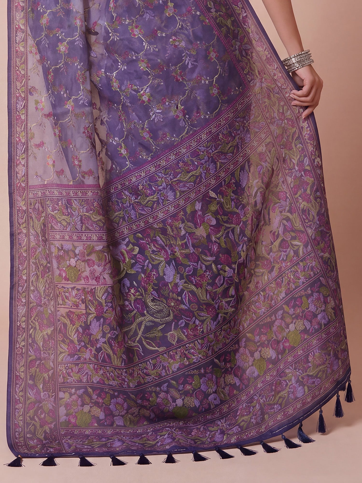 Purple Organza saree – detail view 5