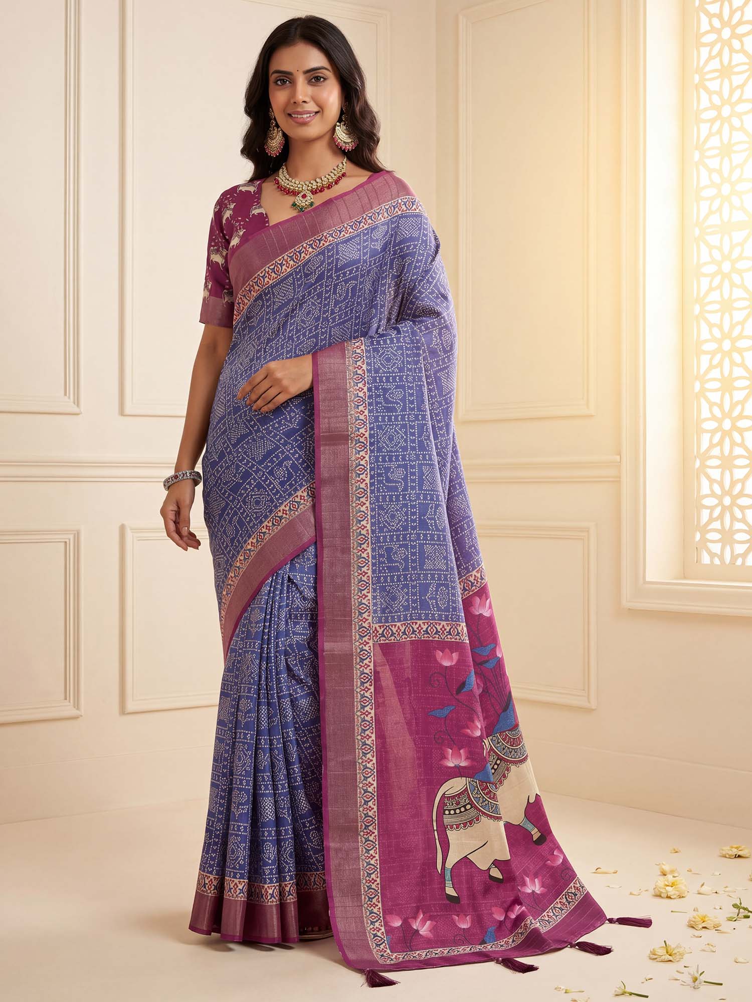 Blue Silk Blend saree – detail view 2
