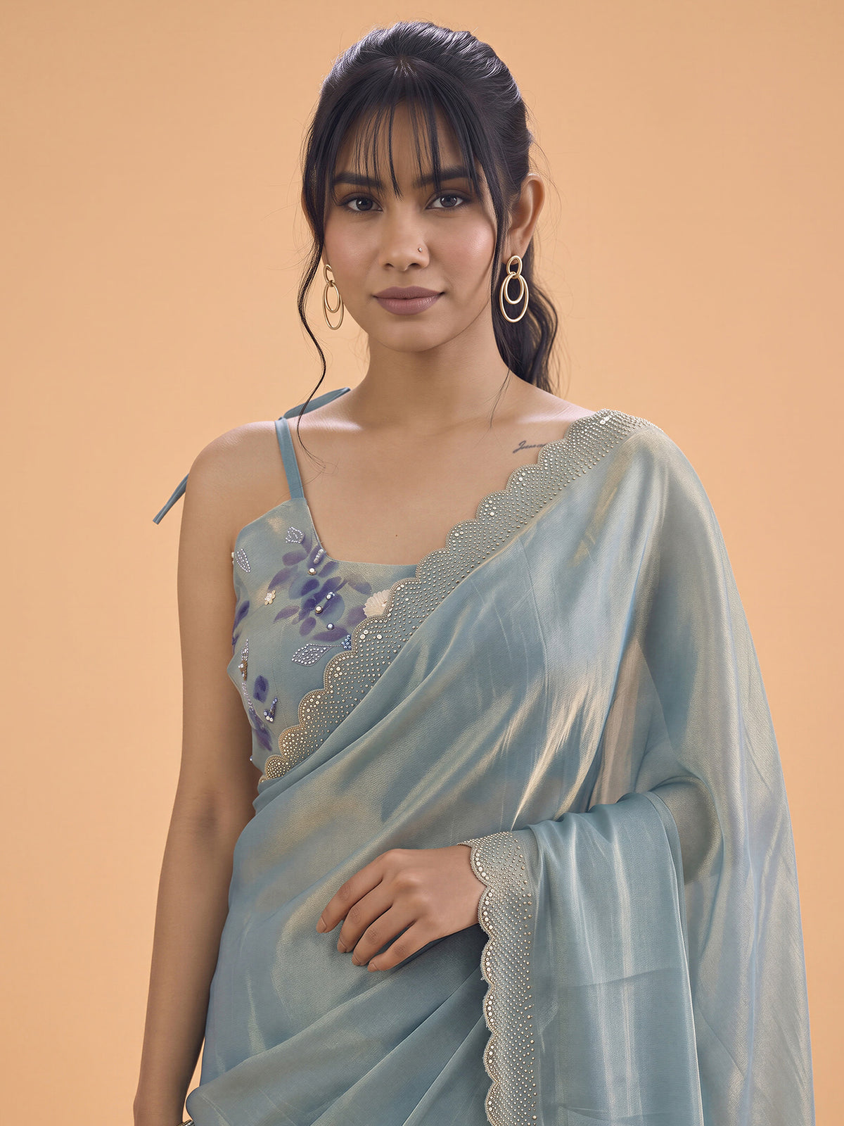 Light Blue Silk saree – detail view 4