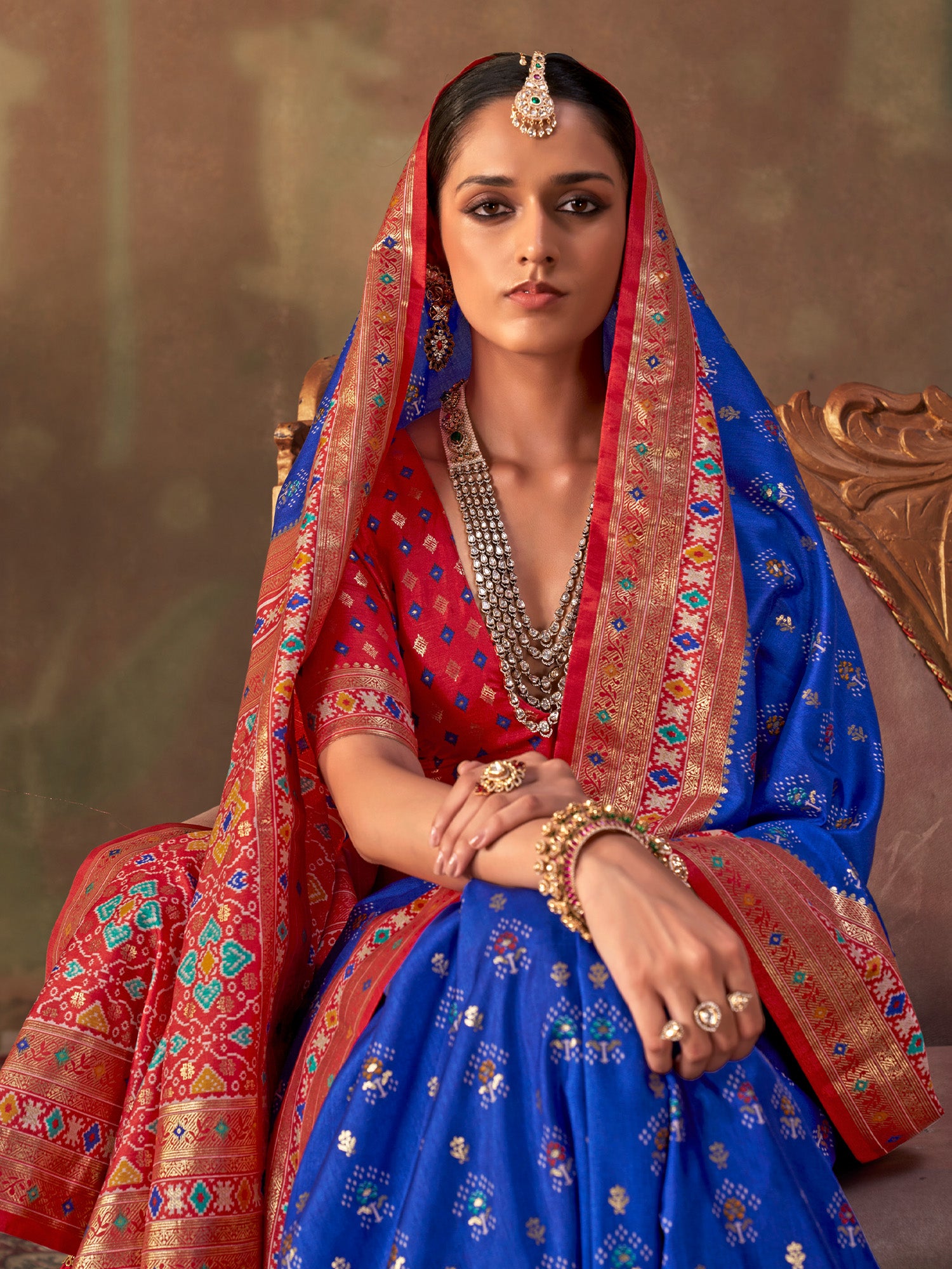 Blue Silk Blend saree – detail view 1