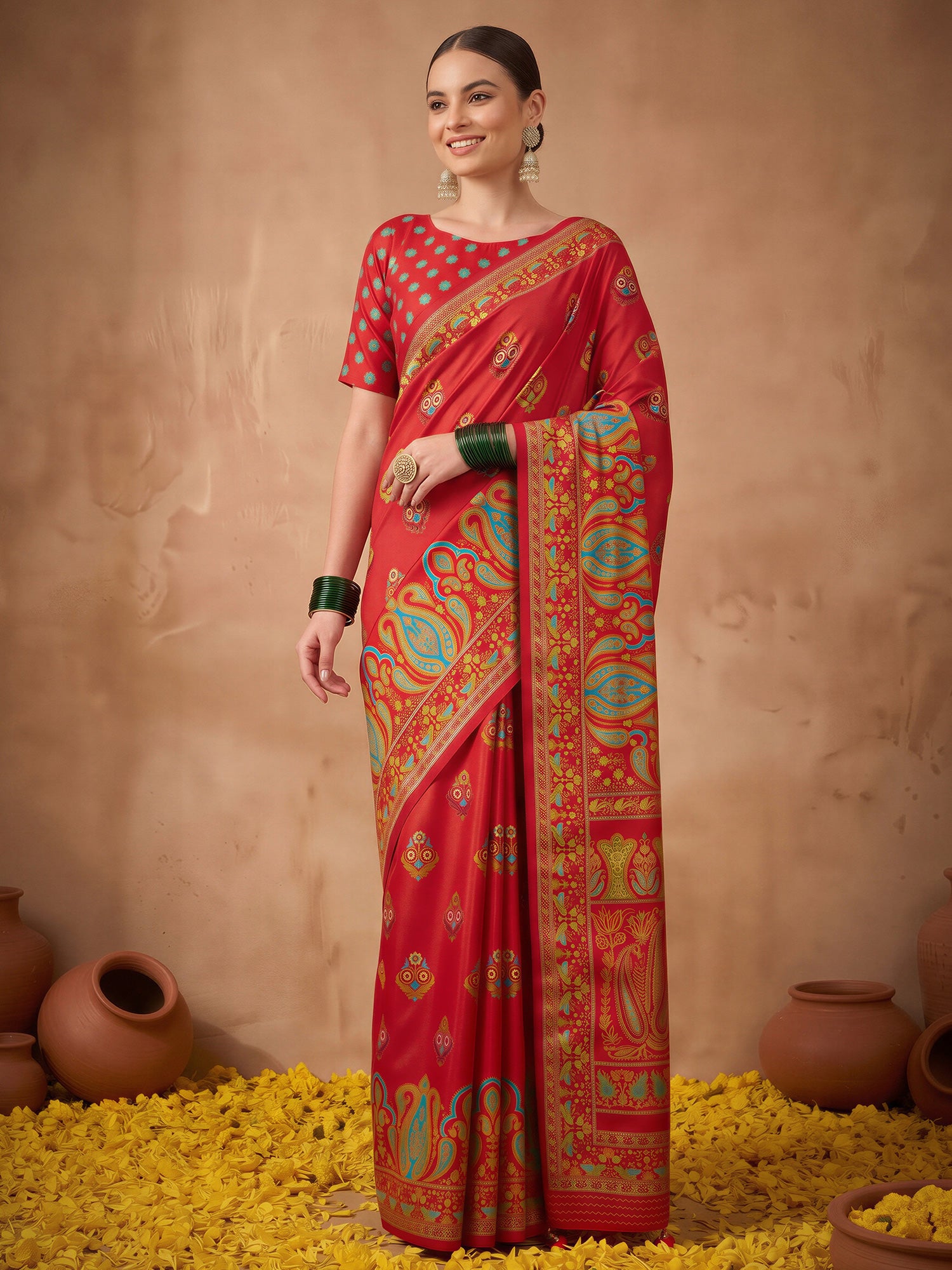 Red Silk Blend saree – detail view 3