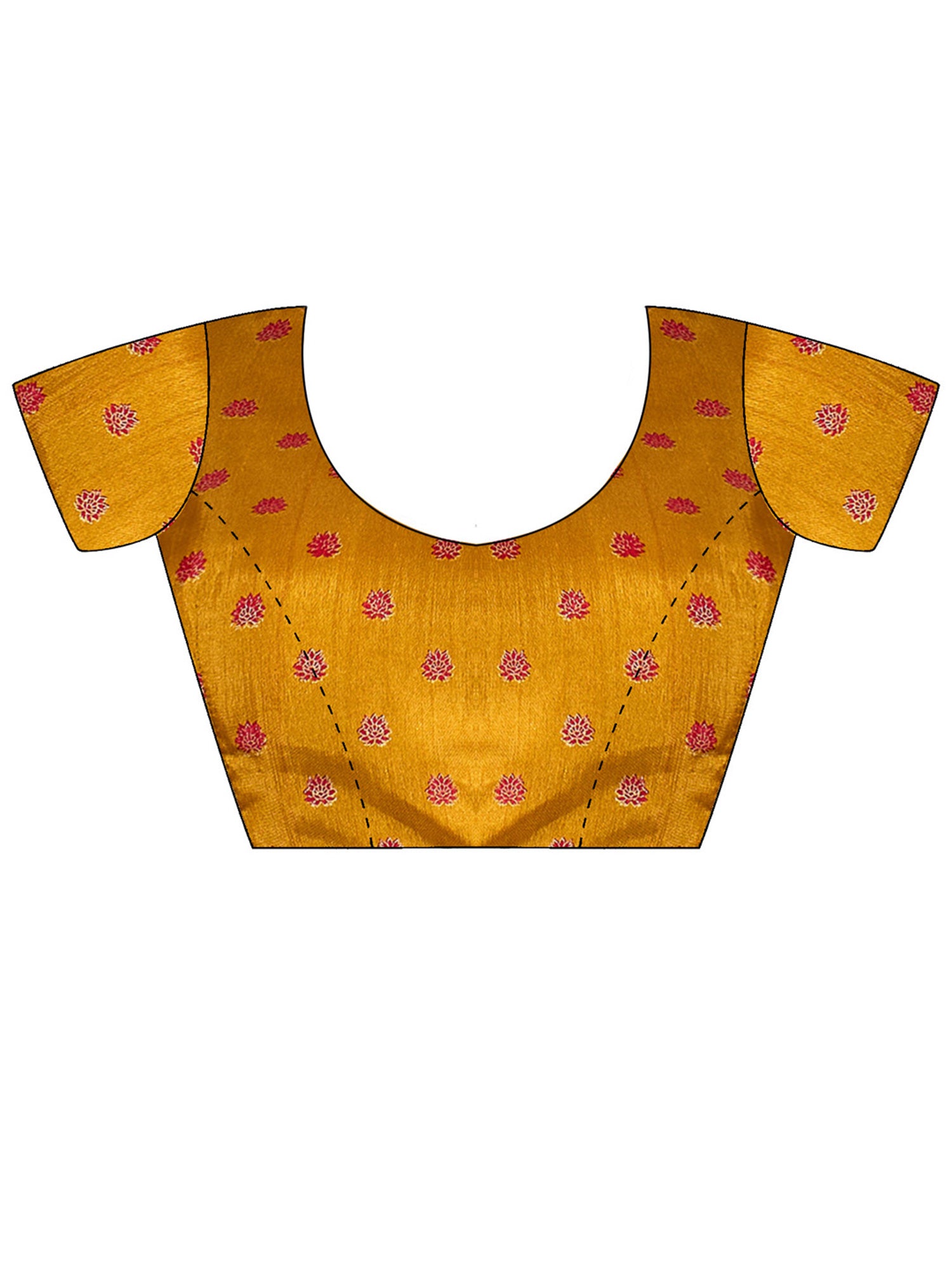 Unstitched mustard silk blend blouse piece with ethnic motif design