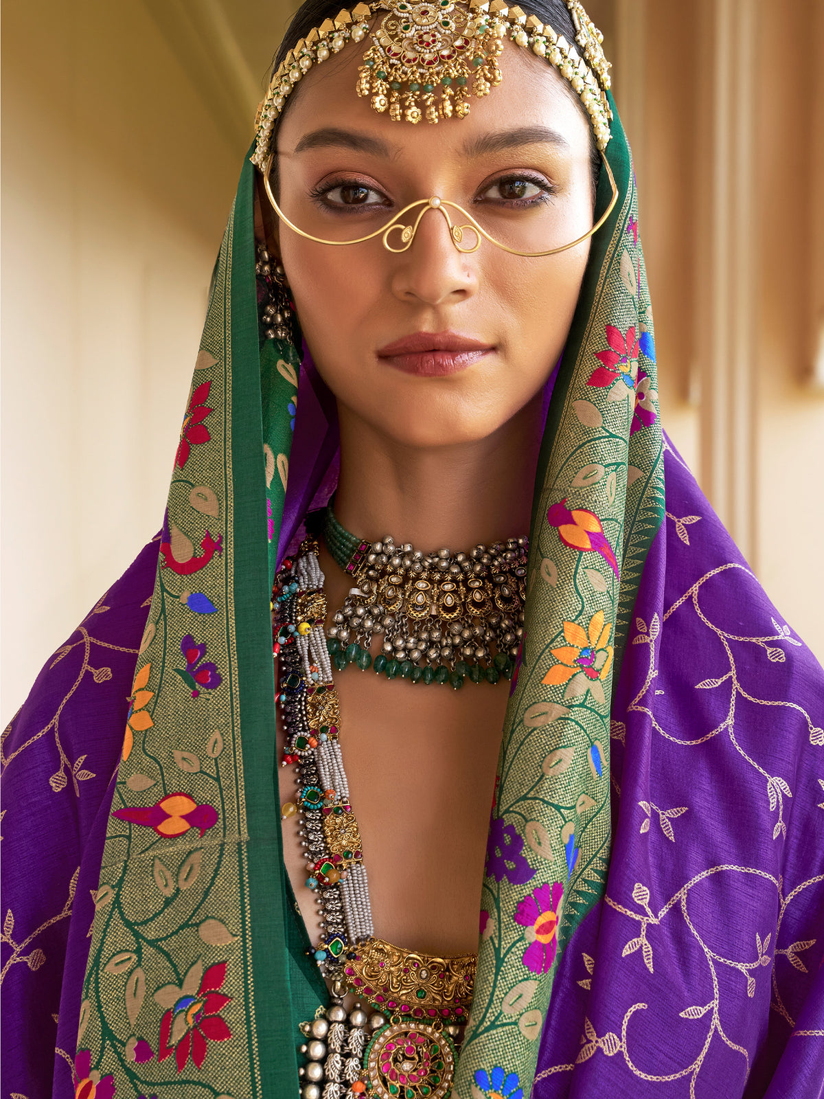 Purple Silk Blend saree – detail view 1