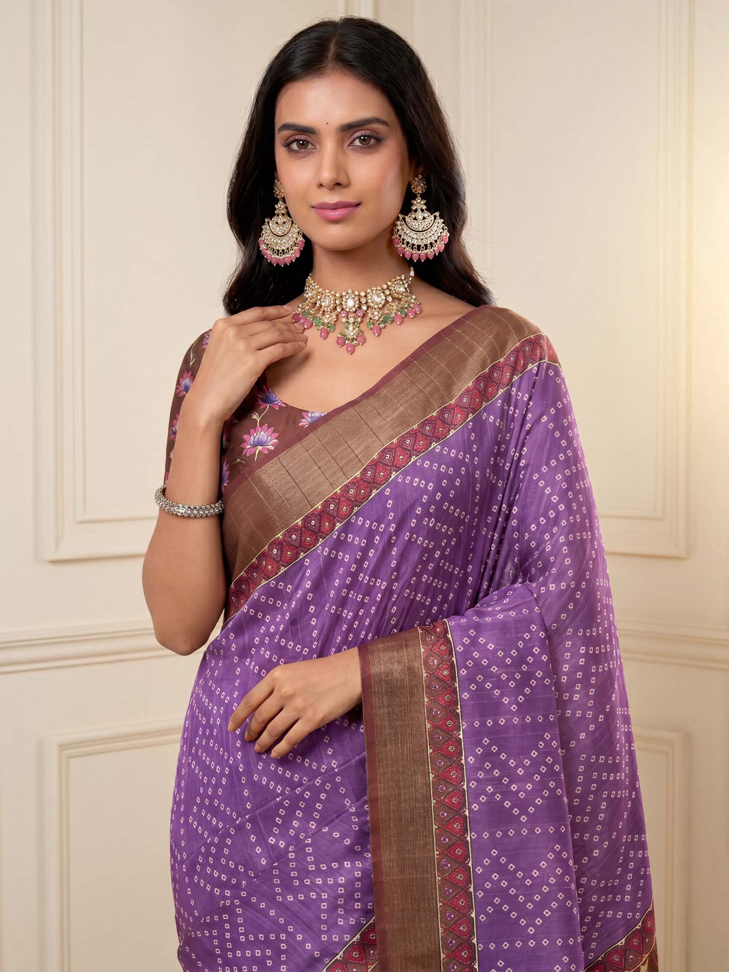 Lavender Silk Blend saree – detail view 4