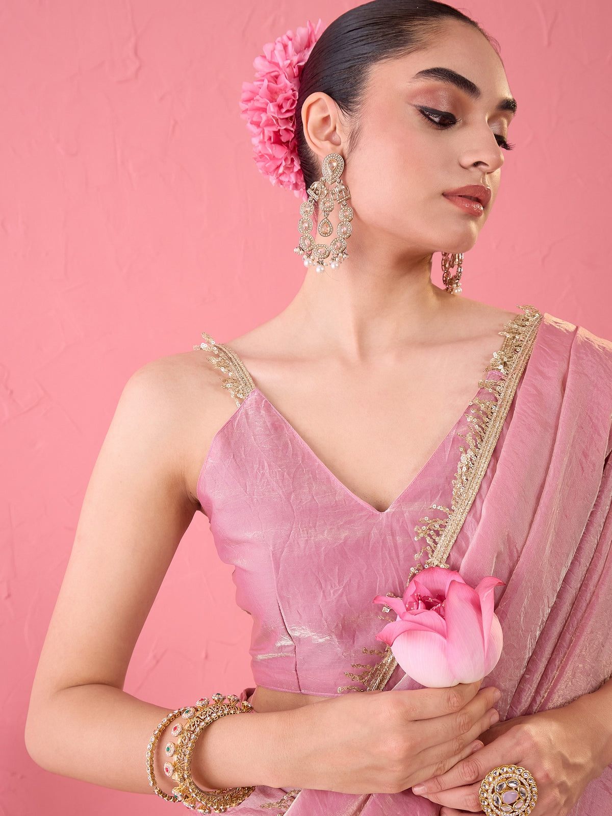 Mauve Paper Silk saree – detail view 2