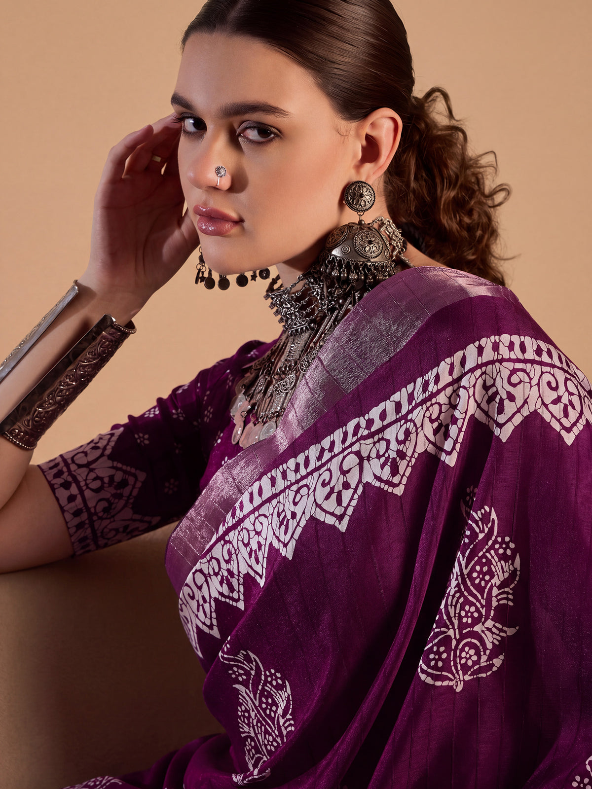Purple Silk Blend saree – detail view 3