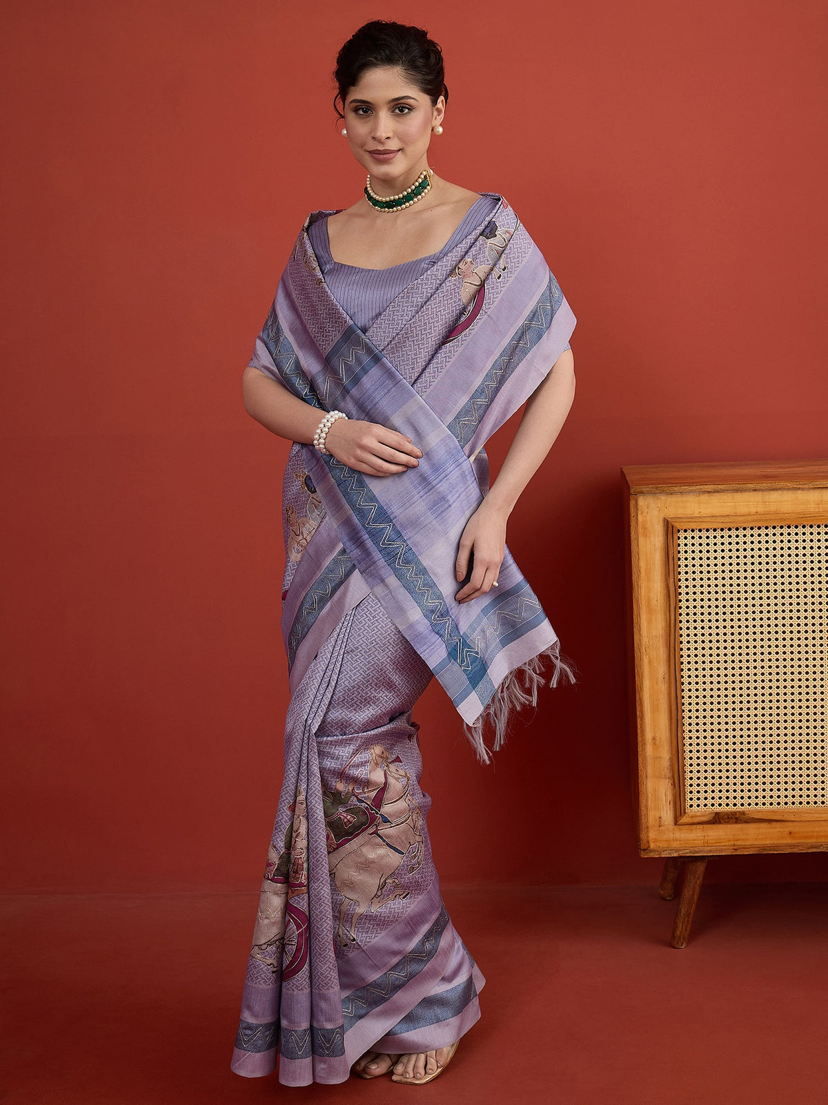 Light Blue art silk saree view 5