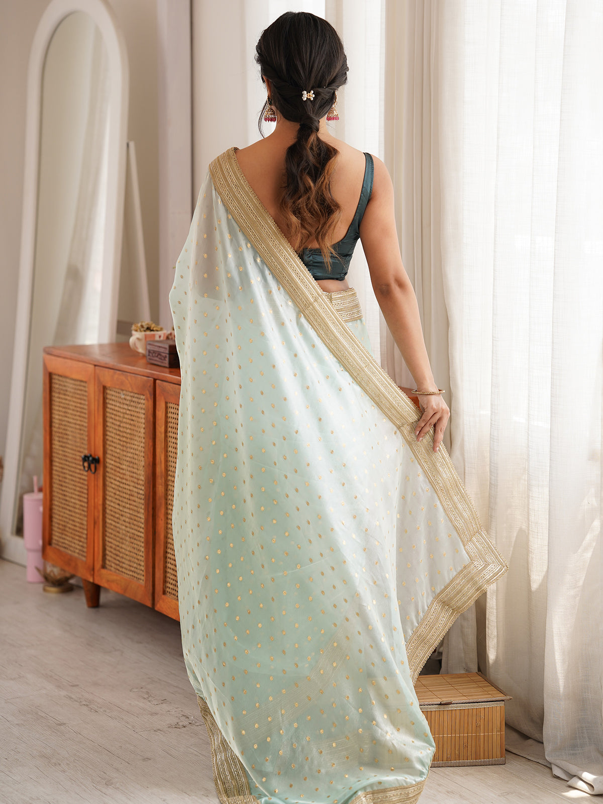 Light Blue Silk Blend saree – detail view 1