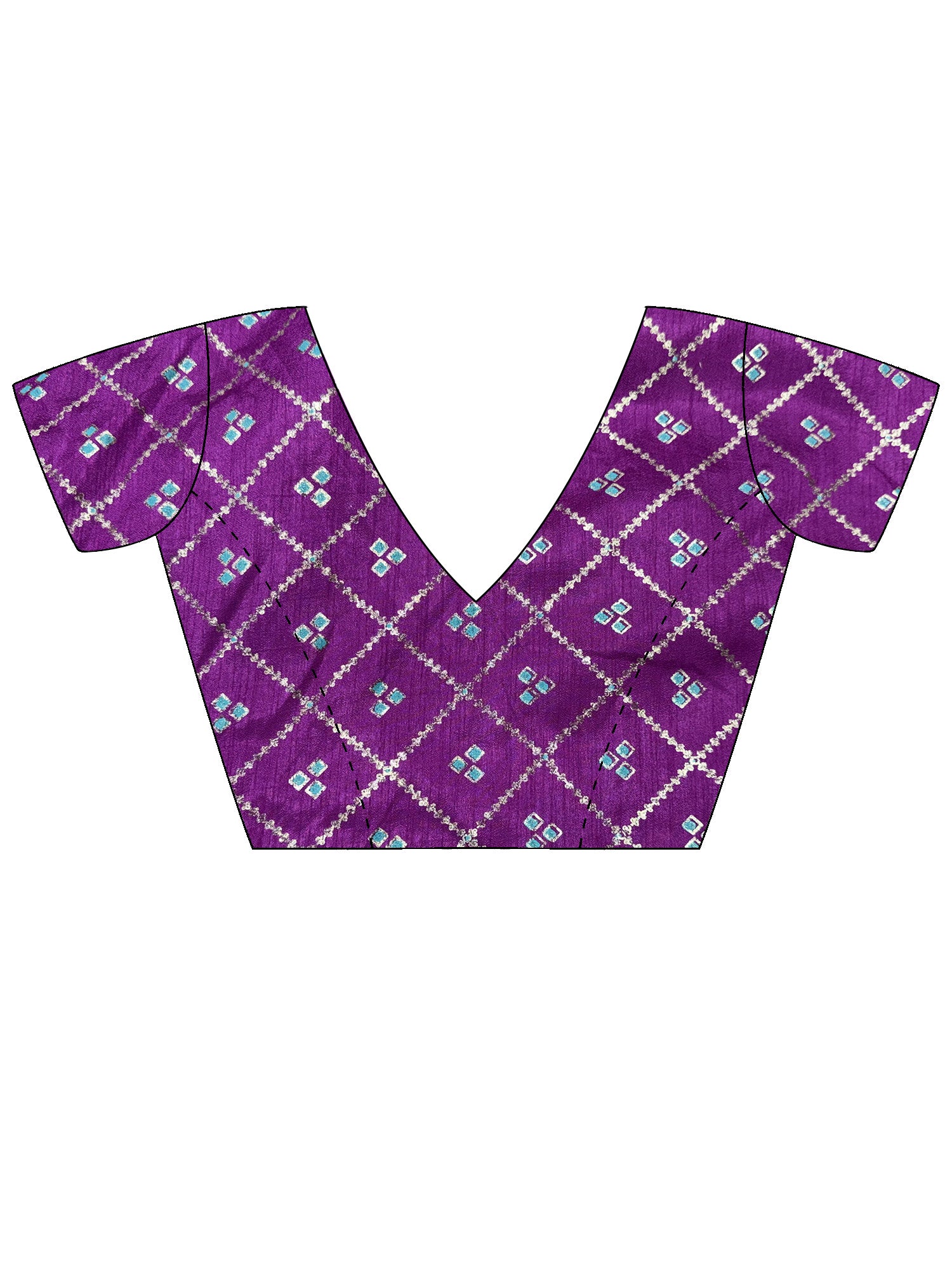 Unstitched lavender banglori silk blouse piece with ethnic motif design