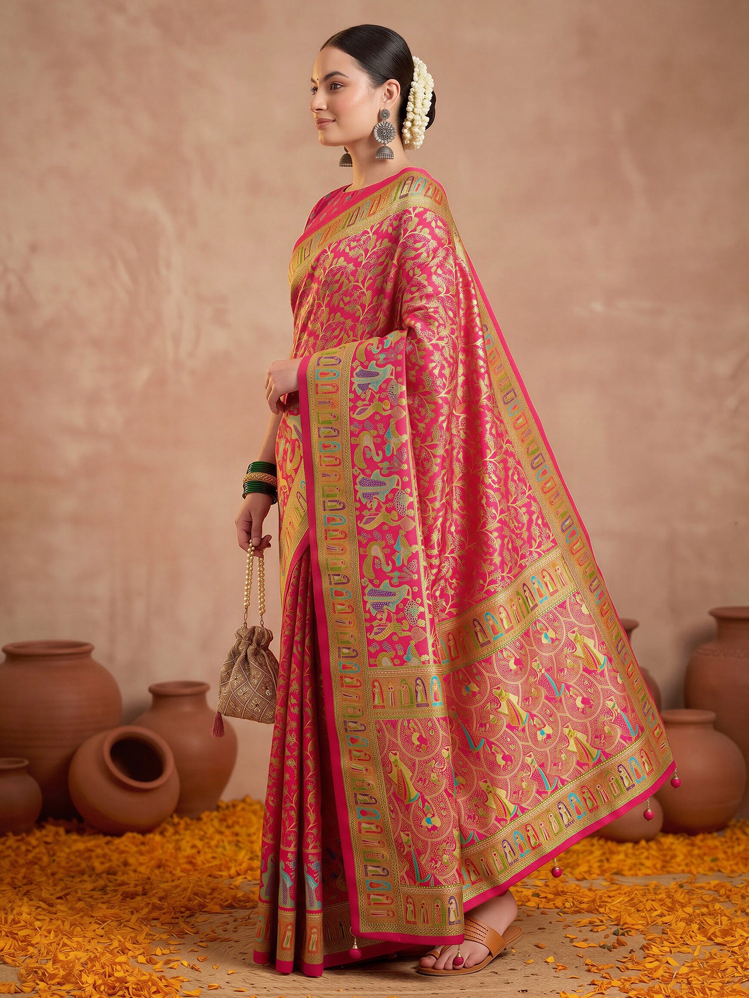 Pink Silk Blend saree – detail view 2