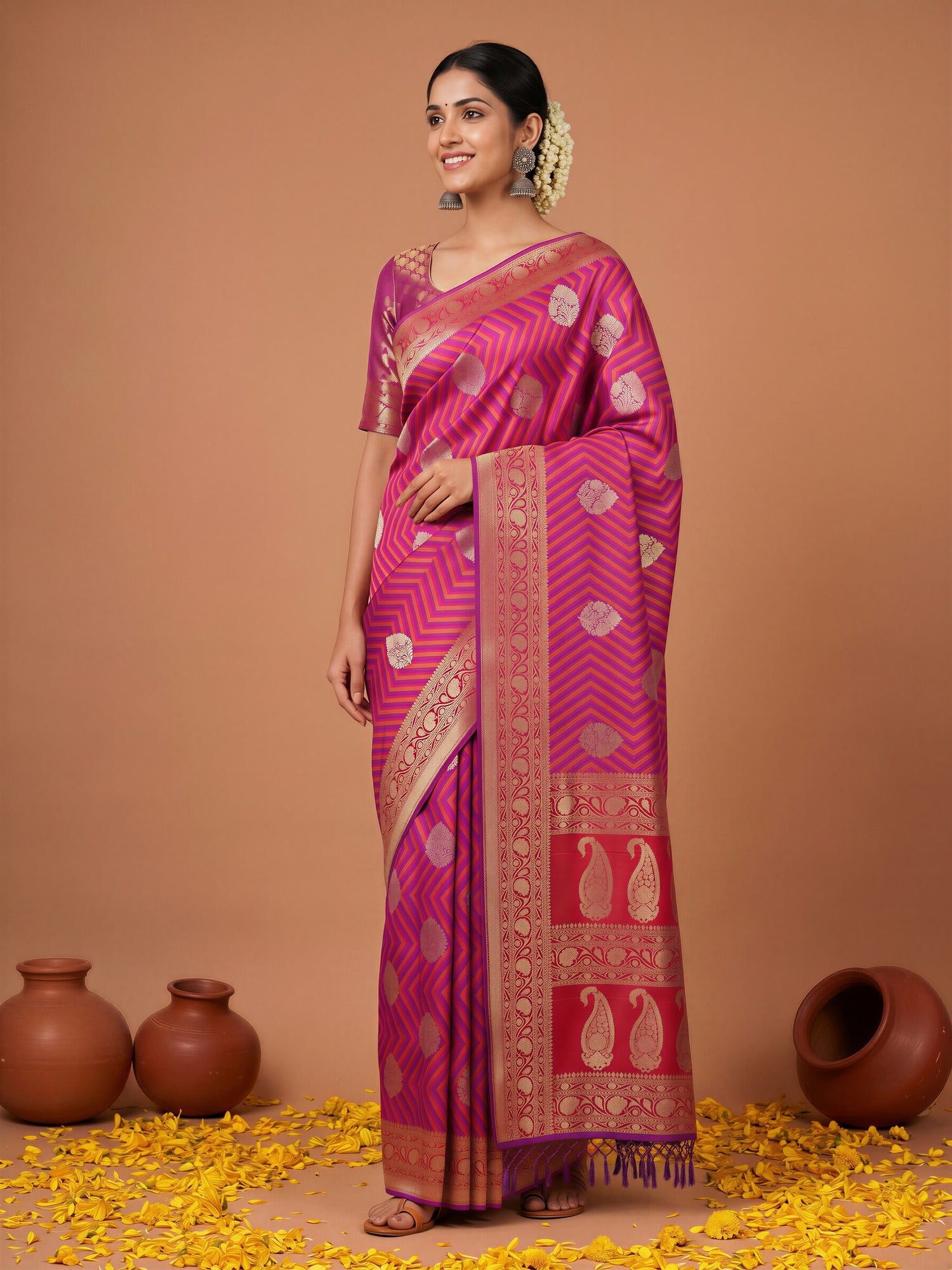 Purple Silk Blend saree – detail view 3