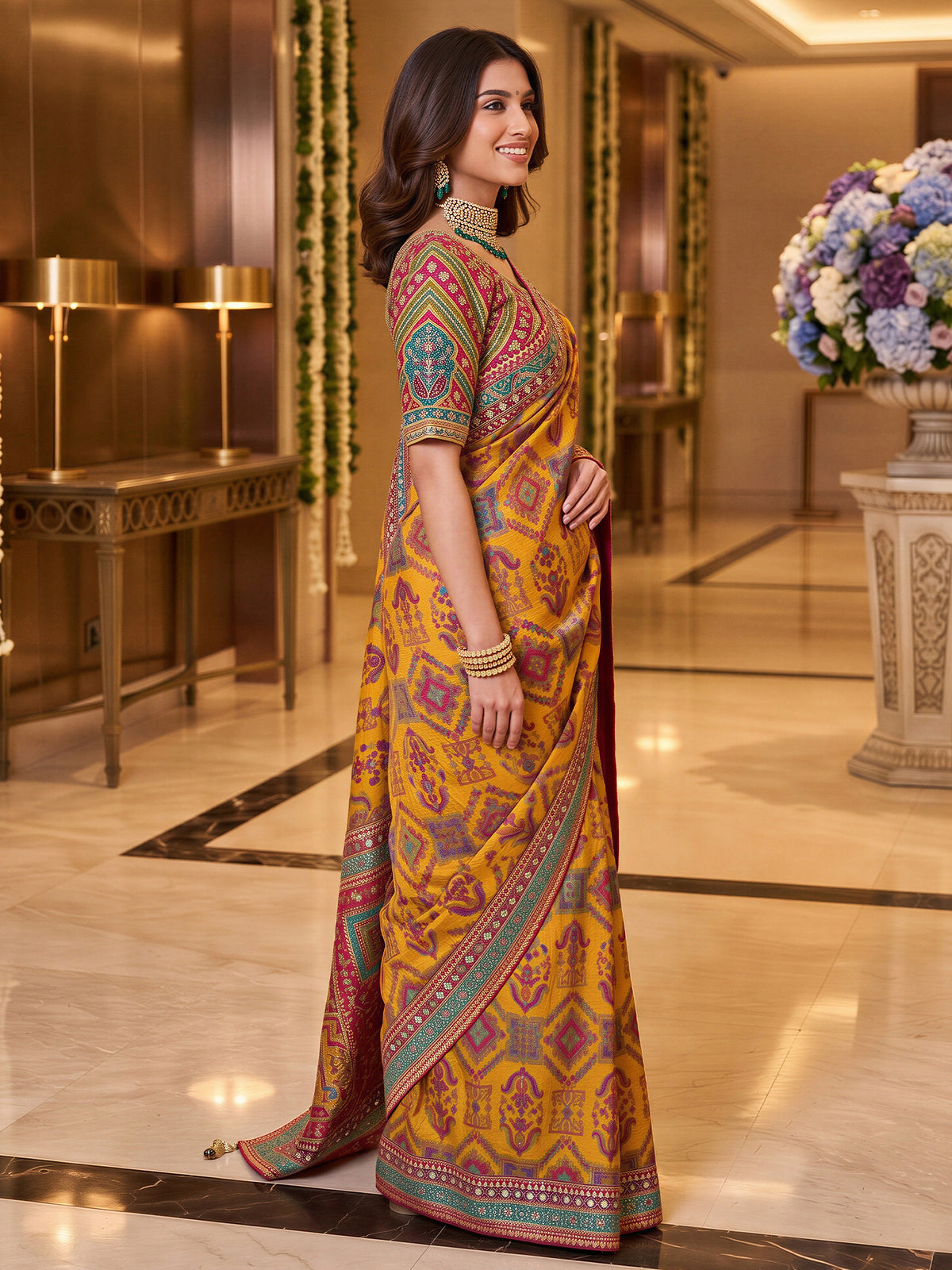 Mustard Silk Blend saree – detail view 2
