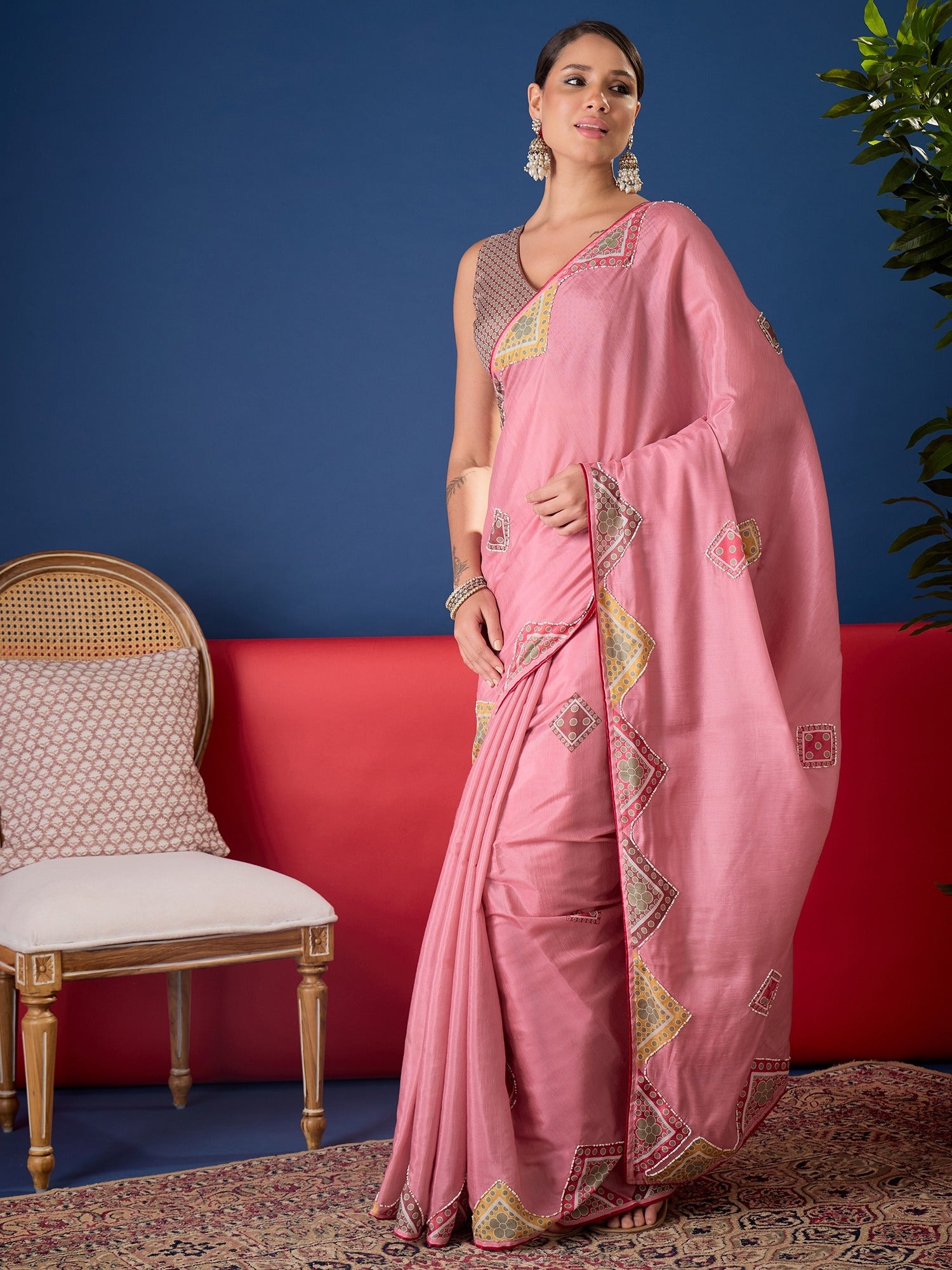 Pink Silk Cotton saree – detail view 4