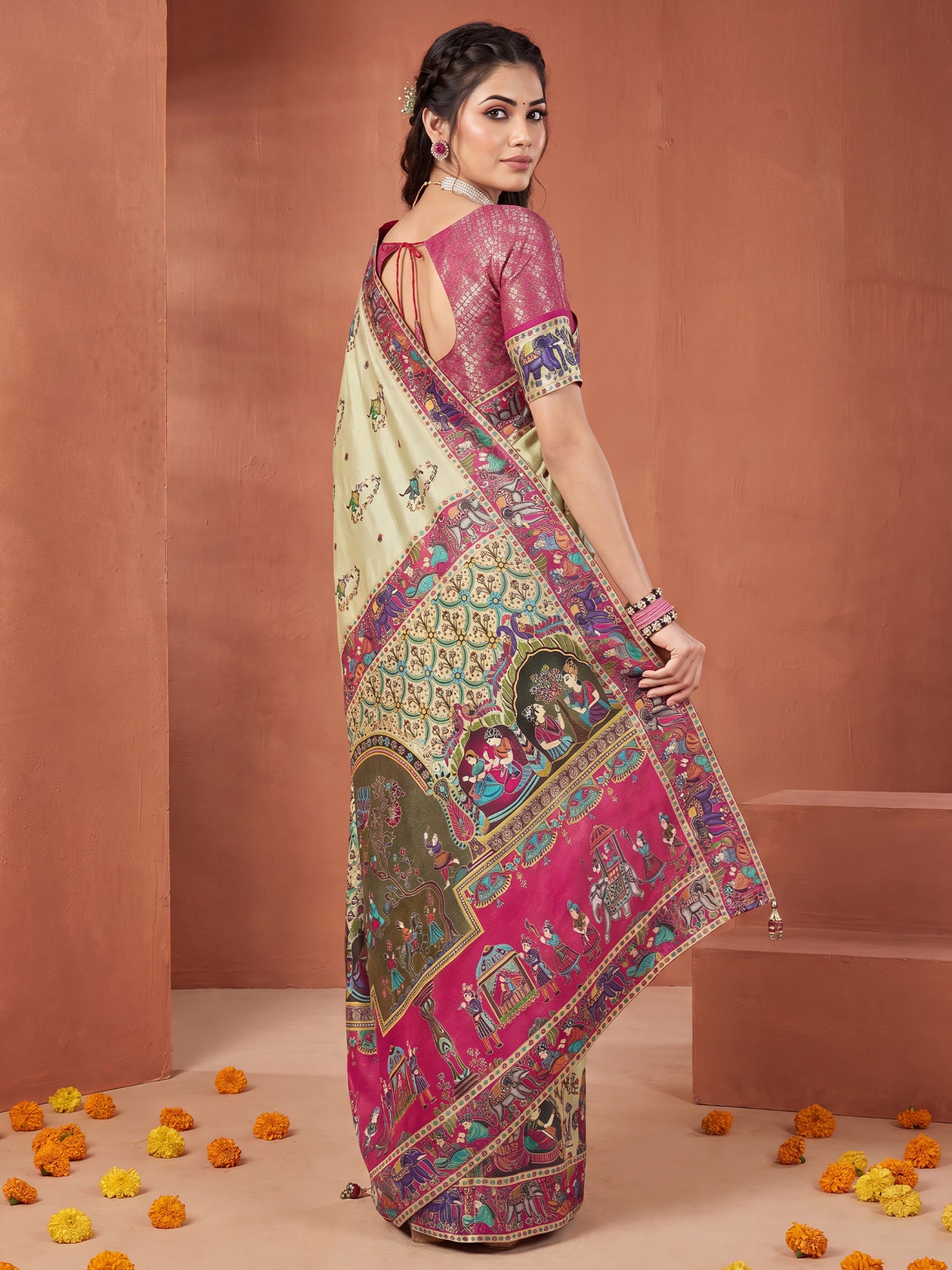 Light Green Viscose Silk saree – detail view 1