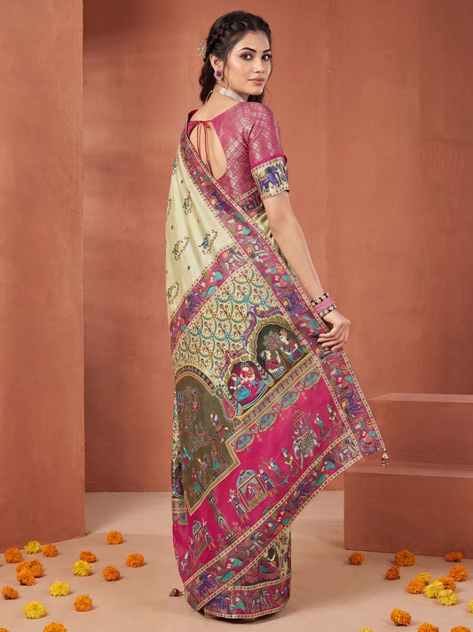 Light Green Viscose Silk saree – detail view 1