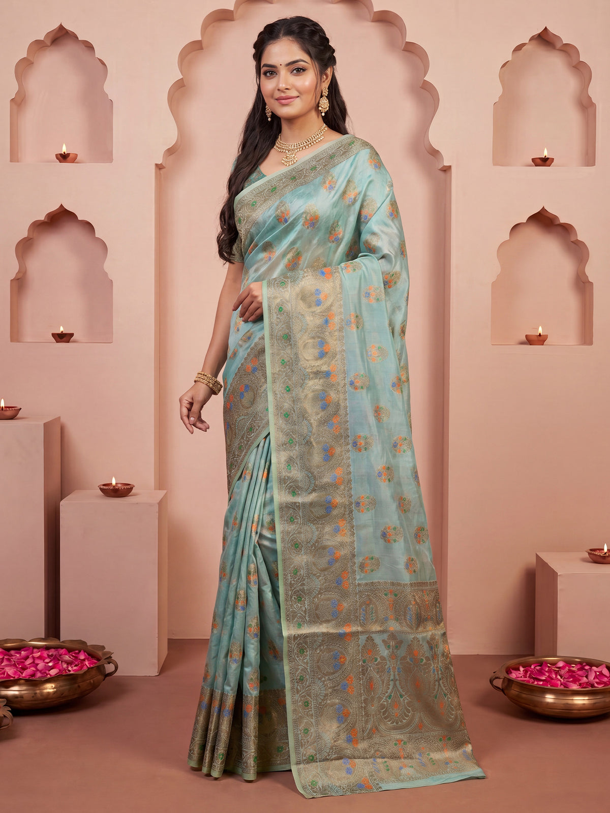 Light Blue Silk Blend saree – detail view 3