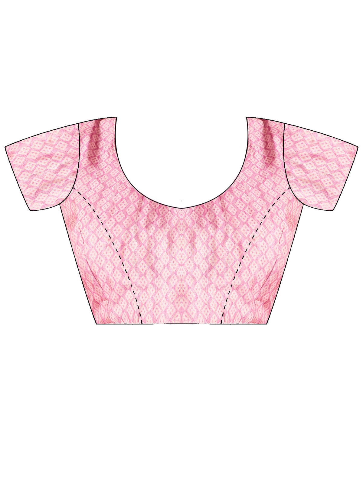 Unstitched pink silk blend blouse piece with chevron design