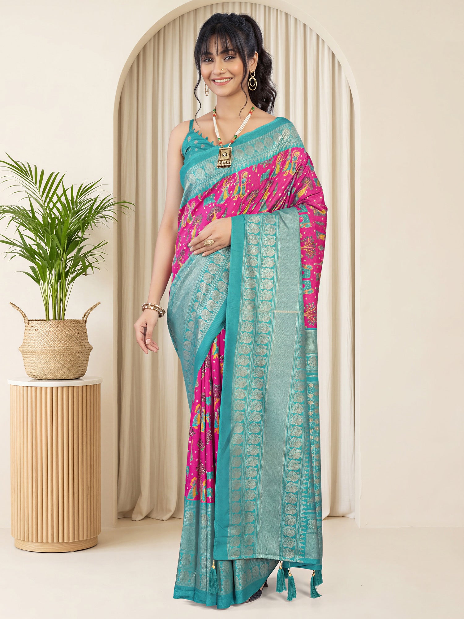Pink Cotton Blend saree – detail view 3