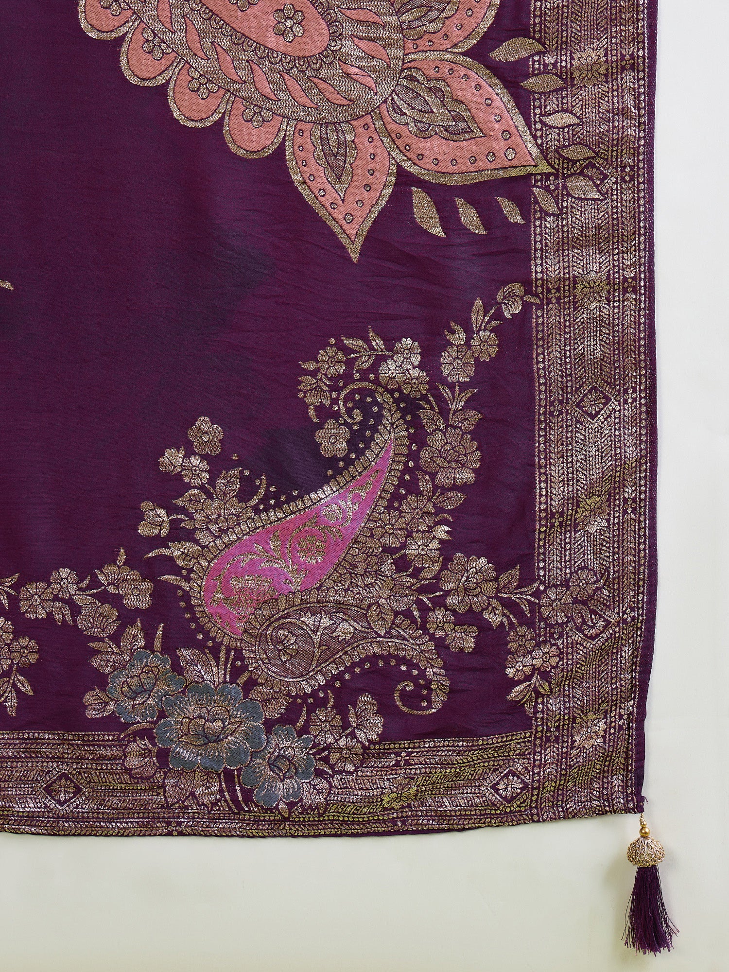 Wine Silk Blend saree – detail view 5