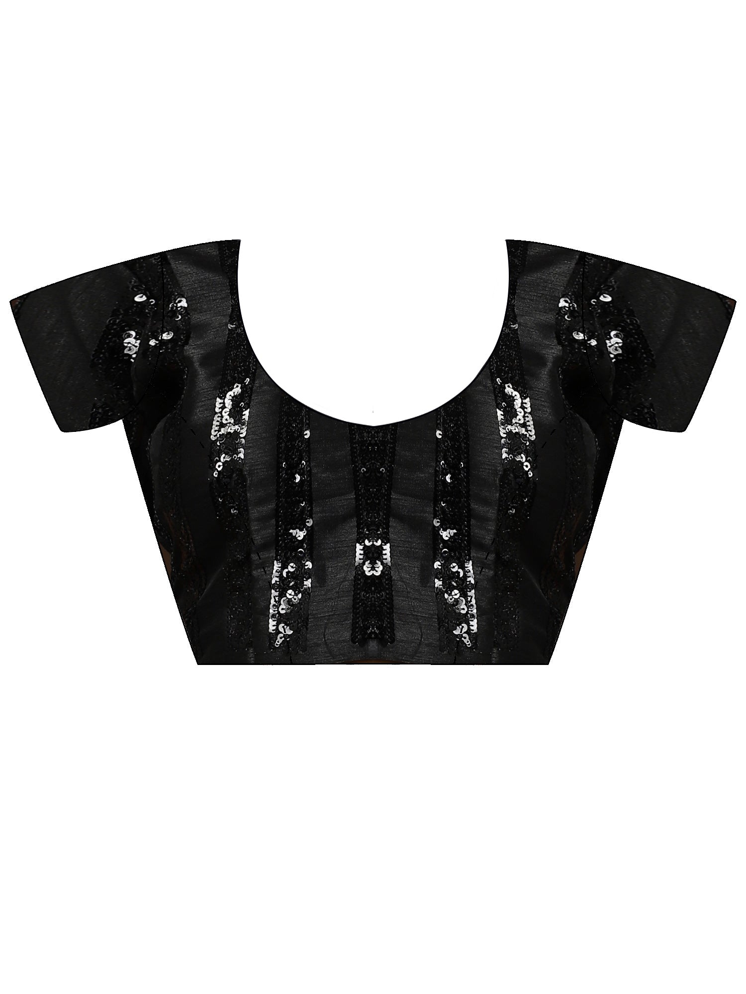 Unstitched black pure georgette blouse piece with embellished design