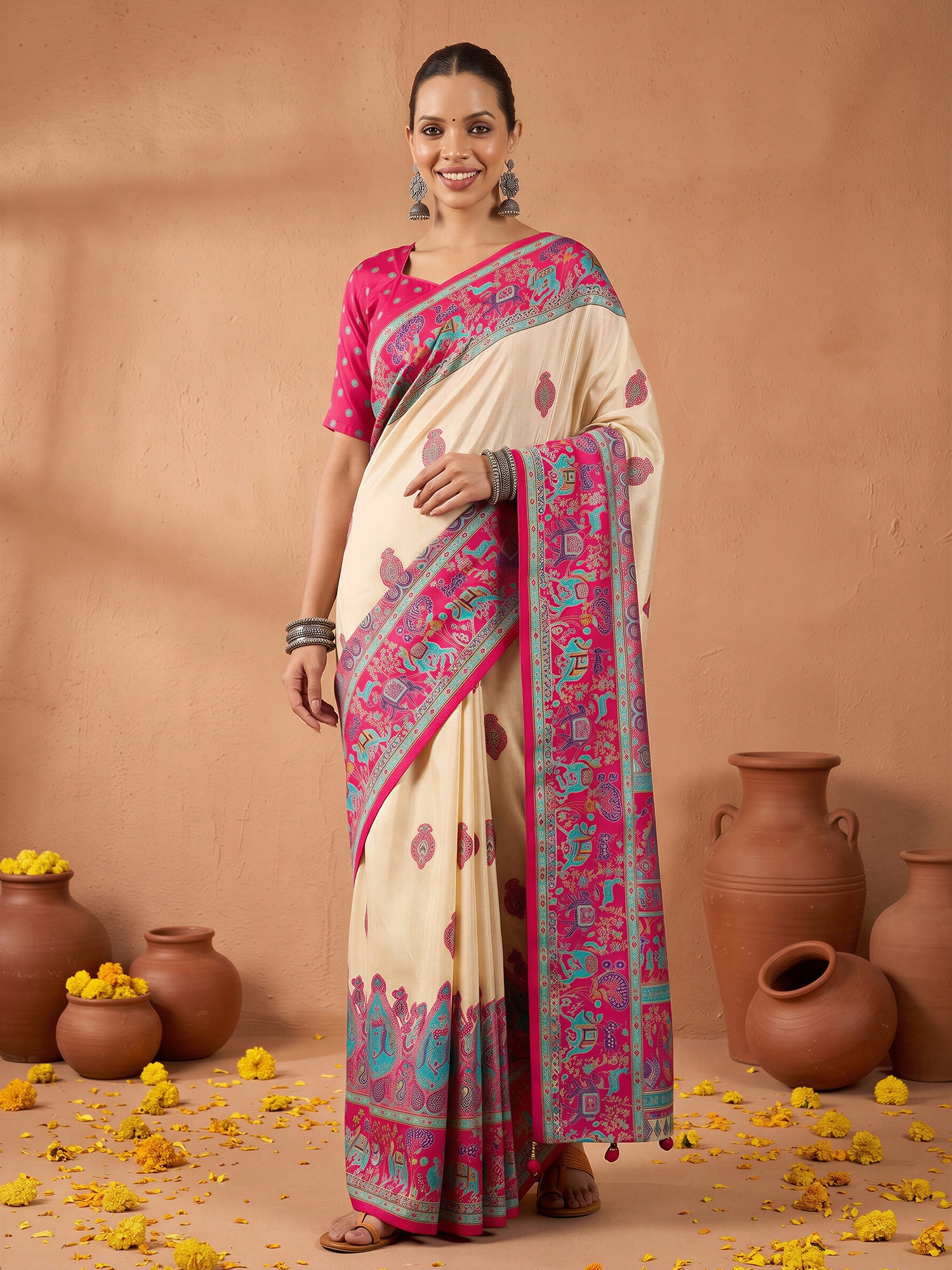 Pink Silk Blend saree – detail view 2
