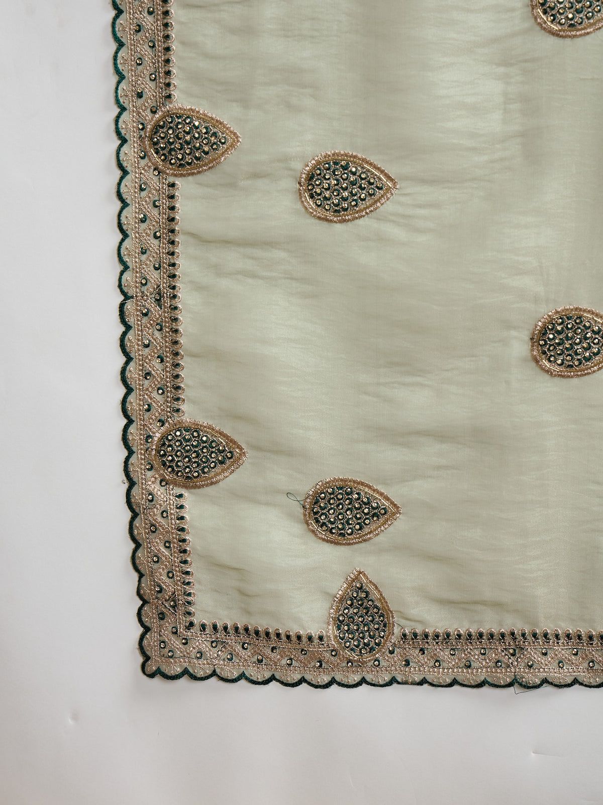 Olive Organza saree – detail view 4