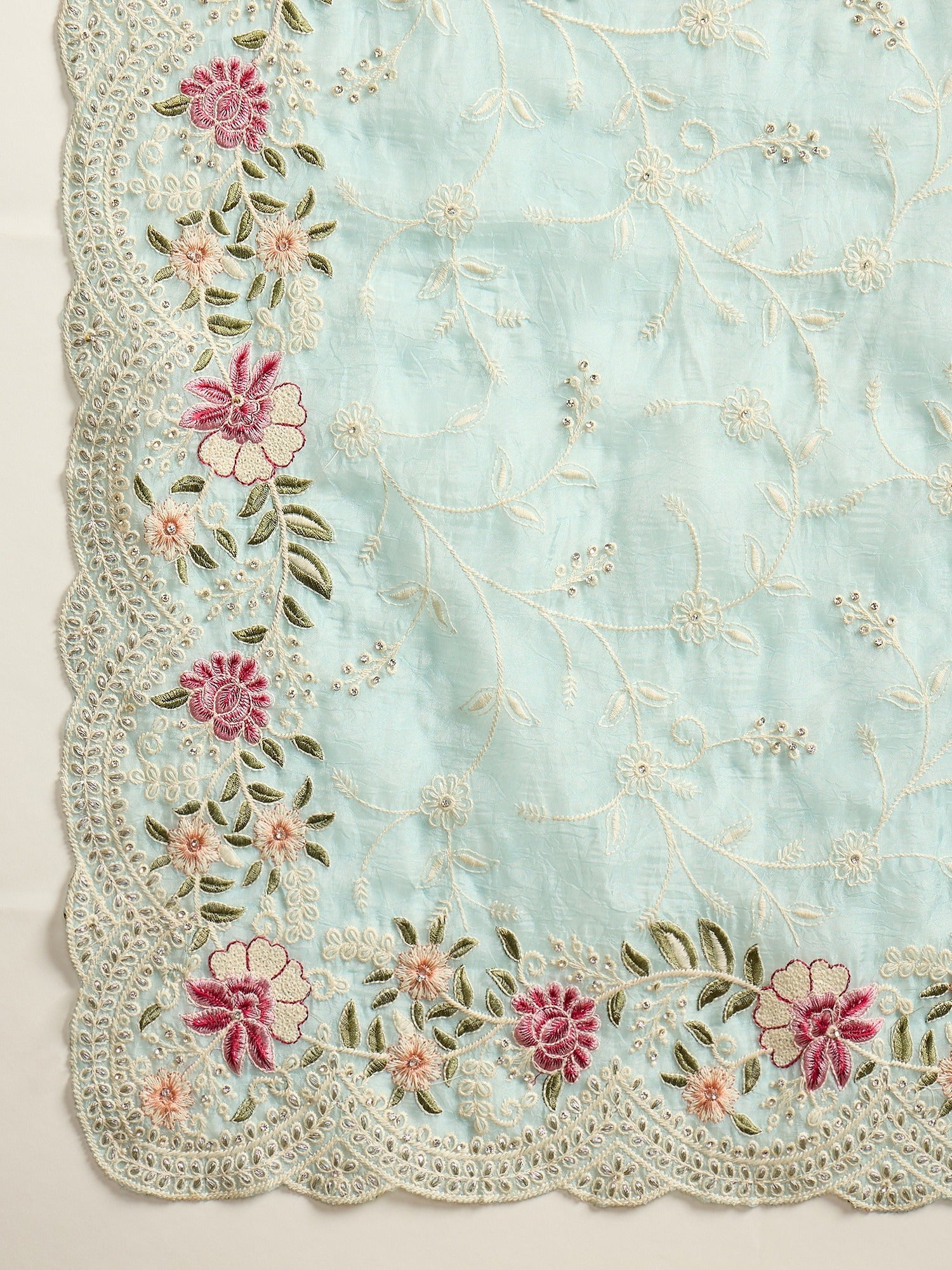 Light Blue Organza saree – detail view 4