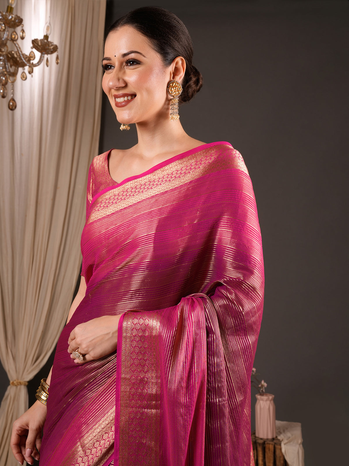 Wine Viscose Silk saree – detail view 2