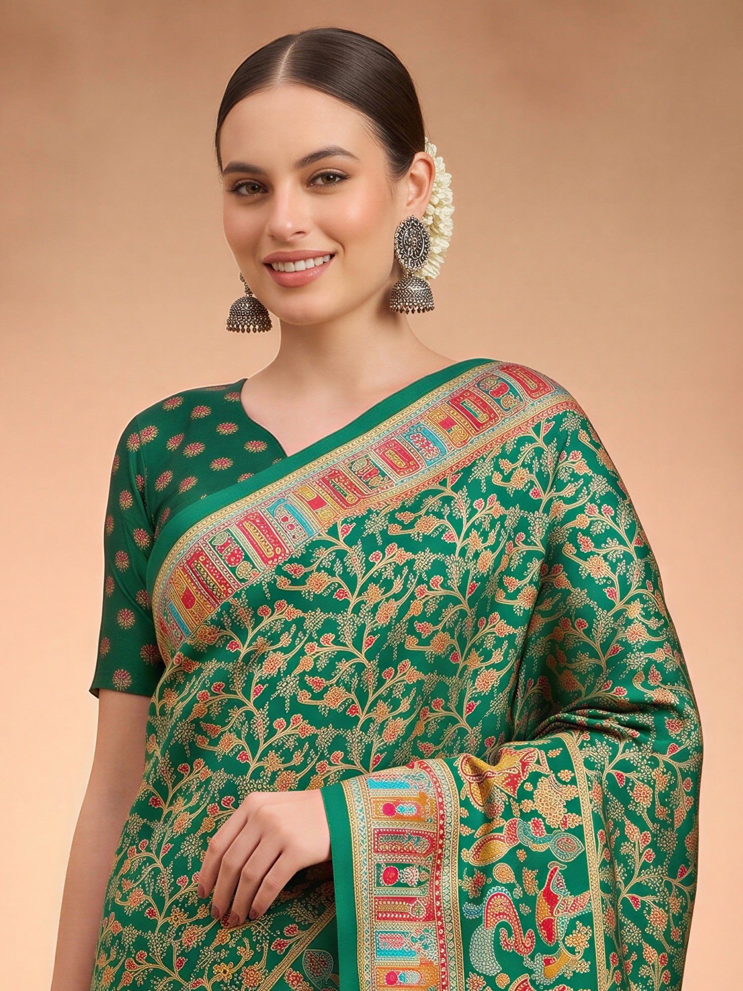 Dark Green Silk Blend saree – detail view 4